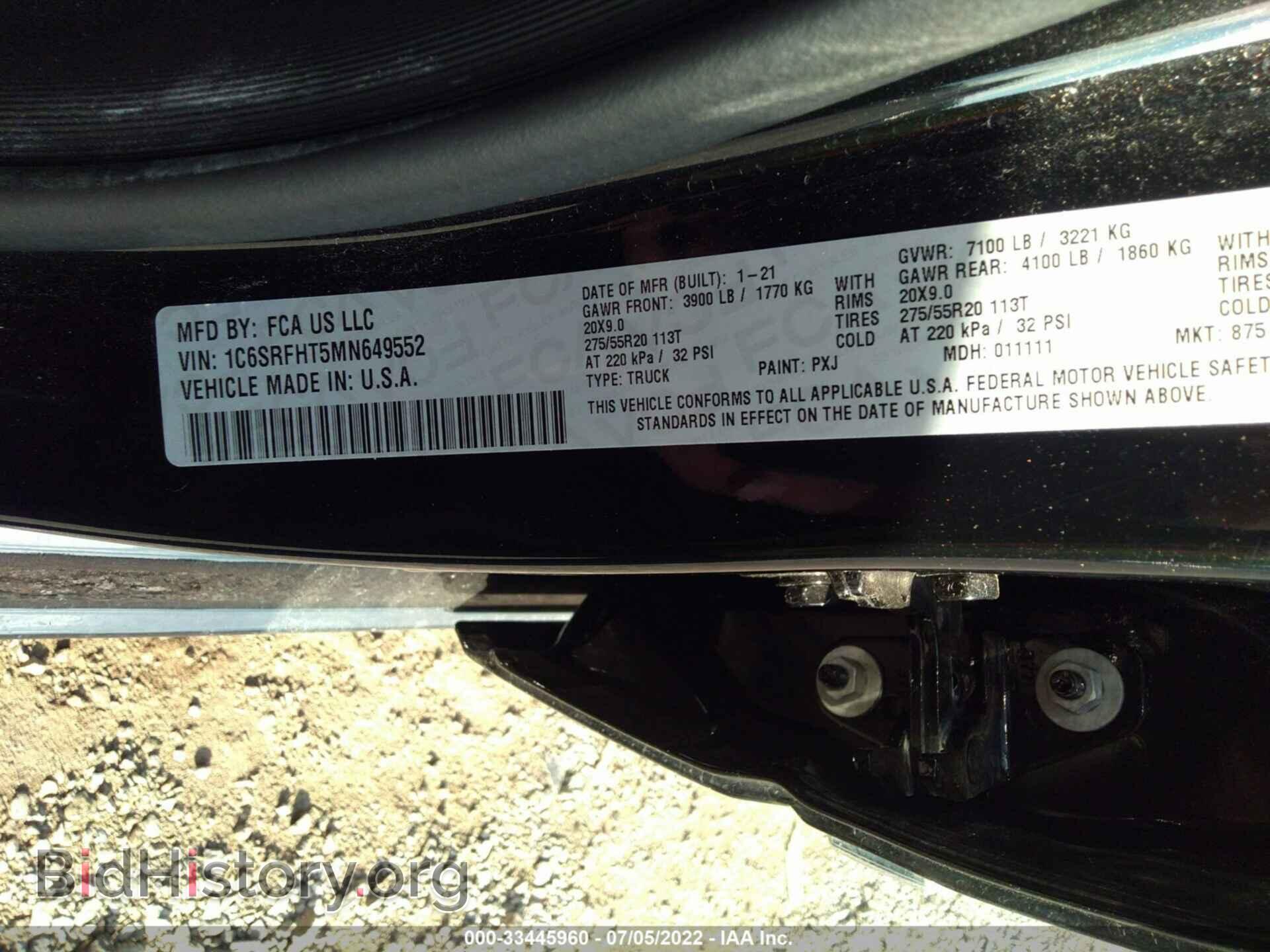 2021 RAM 1500 - VIN: 1C6SRFHT5MN649552 - Фото 9