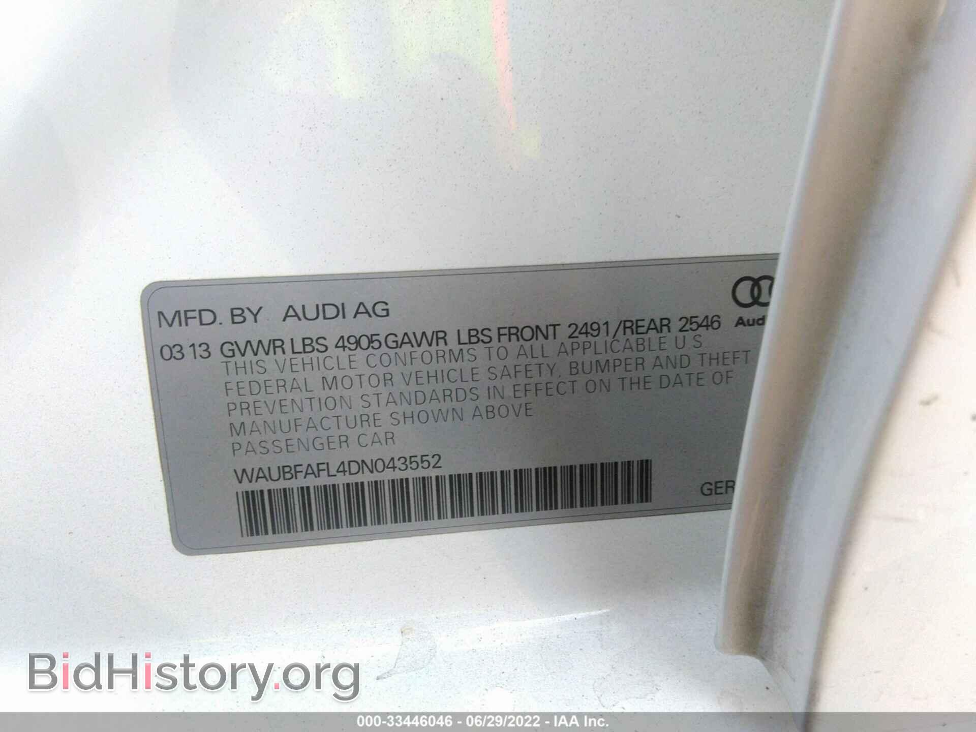 2013 AUDI A4 - VIN: WAUBFAFL4DN043552 - Фото 9