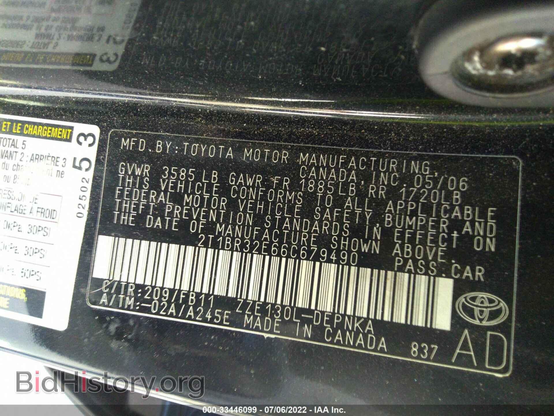 2006 TOYOTA COROLLA - VIN: 2T1BR32E66C679490 - Photo 9