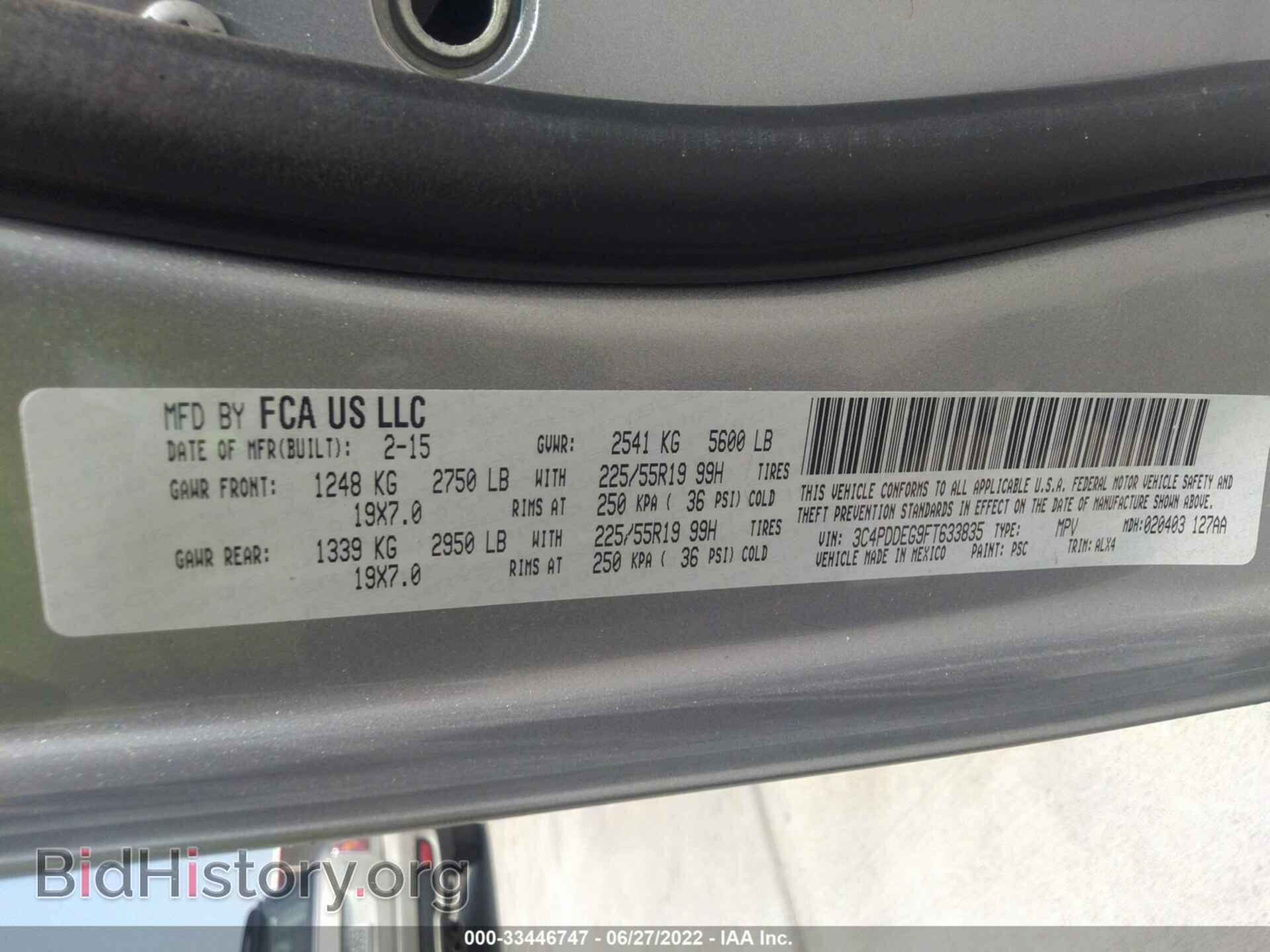 2015 DODGE JOURNEY - VIN: 3C4PDDEG9FT633835 - Фото 9