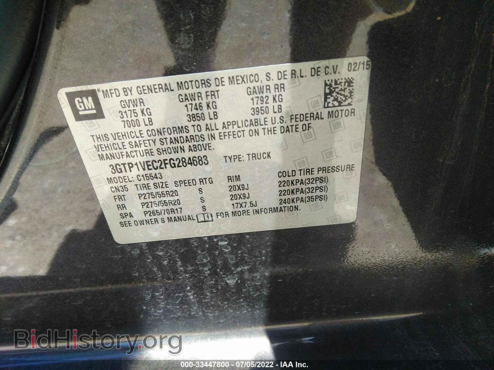 2015 GMC SIERRA 1500 - VIN: 3GTP1VEC2FG284683 - Photo 9