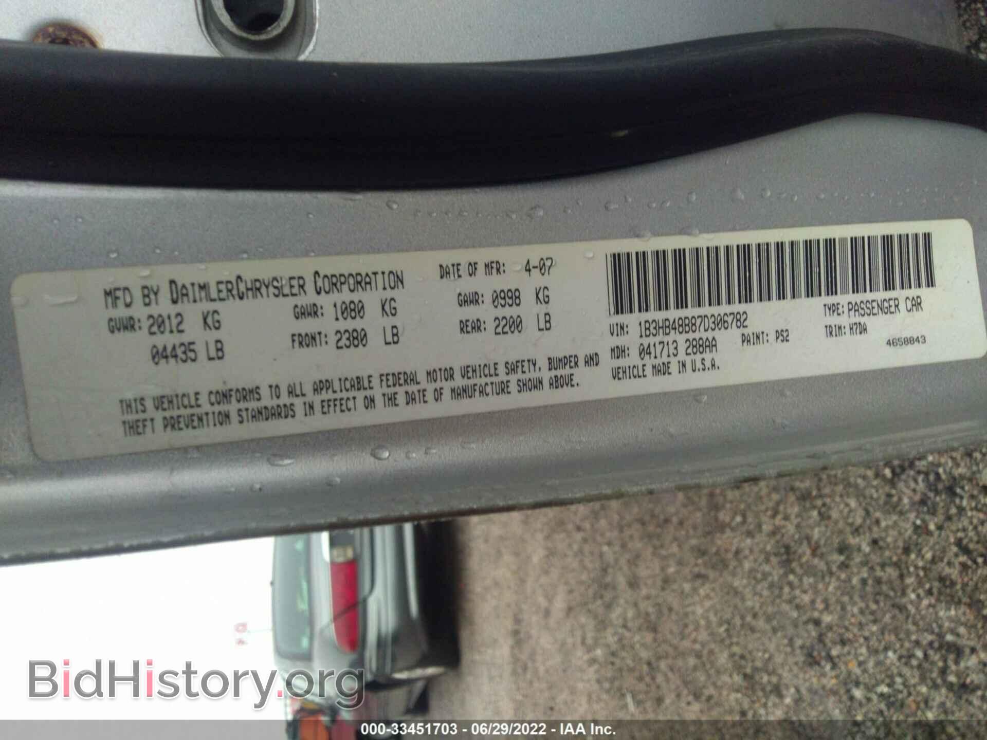 2007 DODGE CALIBER - VIN: 1B3HB48B87D306782 - Photo 9