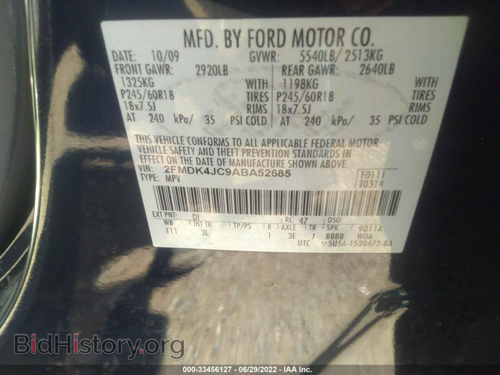 2010 FORD EDGE - VIN: 2FMDK4JC9ABA52685 - Photo 9