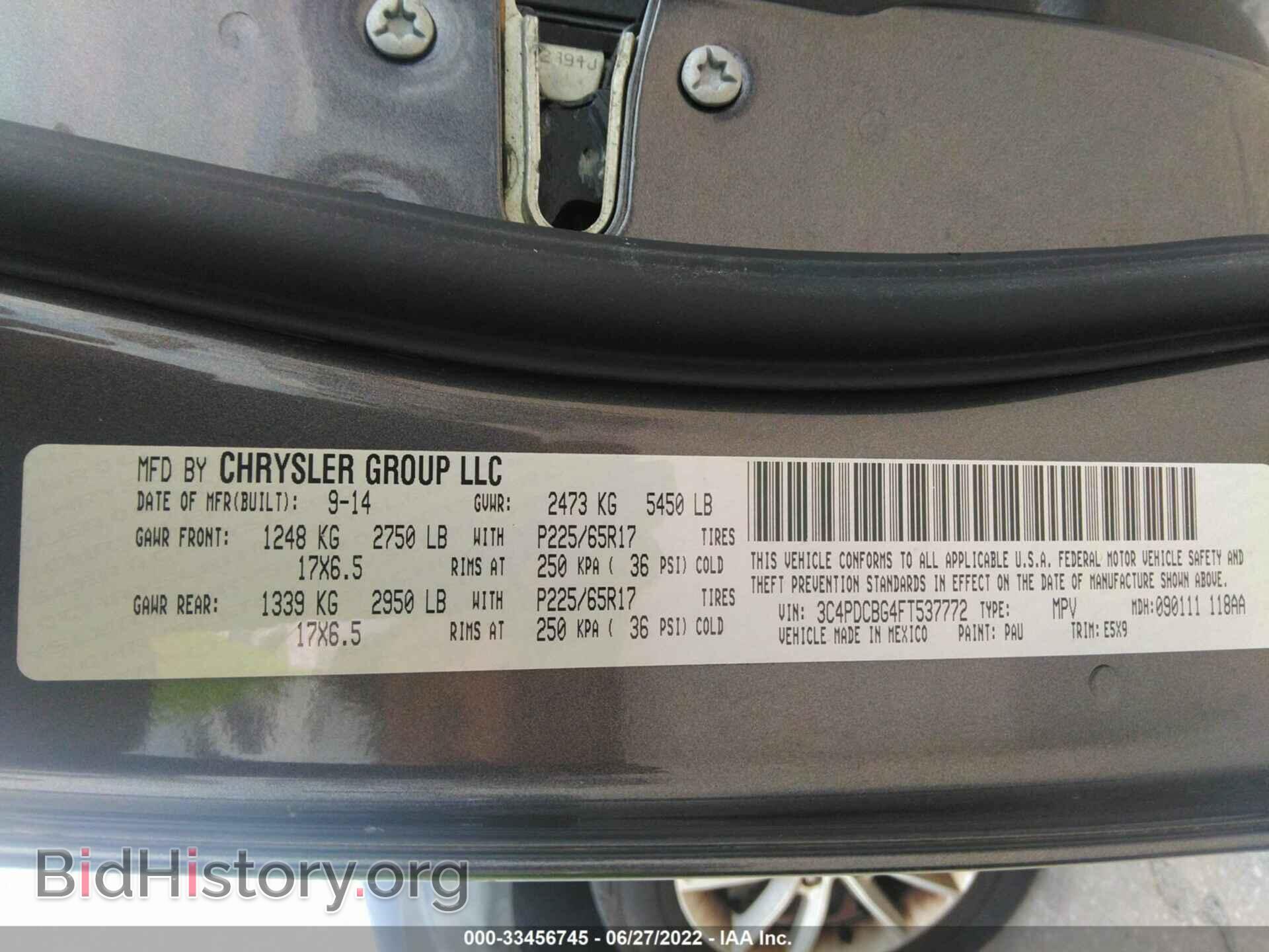 2015 DODGE JOURNEY - VIN: 3C4PDCBG4FT537772 - Фото 9