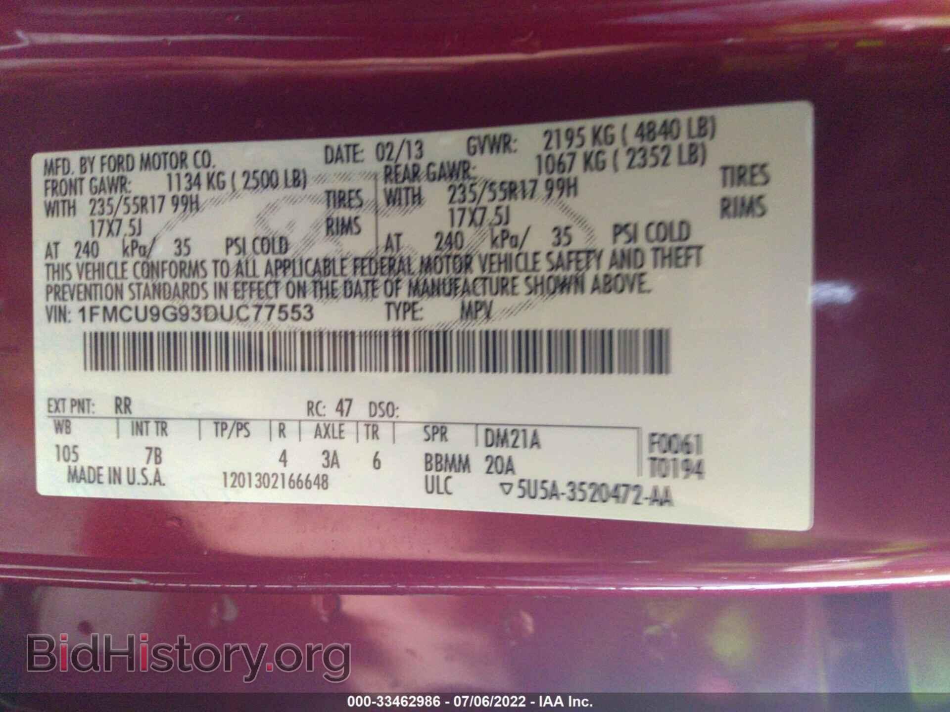 2013 FORD ESCAPE - VIN: 1FMCU9G93DUC77553 - Photo 9