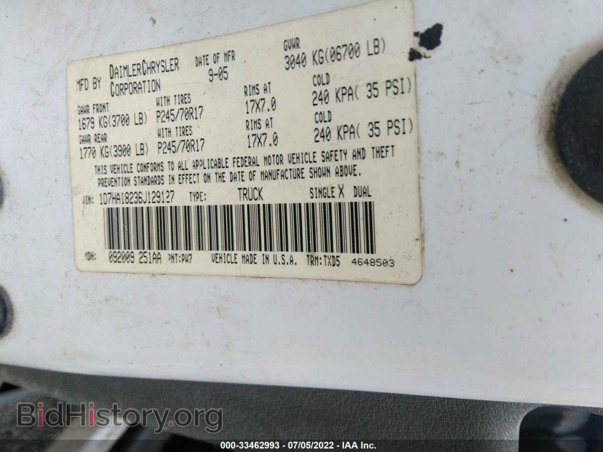 2006 DODGE RAM 1500 - VIN: 1D7HA18236J129127 - Фото 9