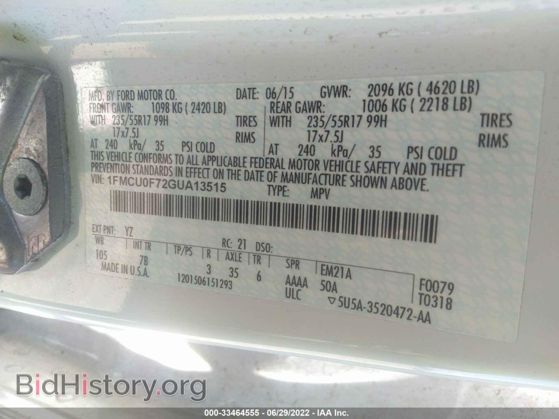 2016 FORD ESCAPE - VIN: 1FMCU0F72GUA13515 - Photo 9