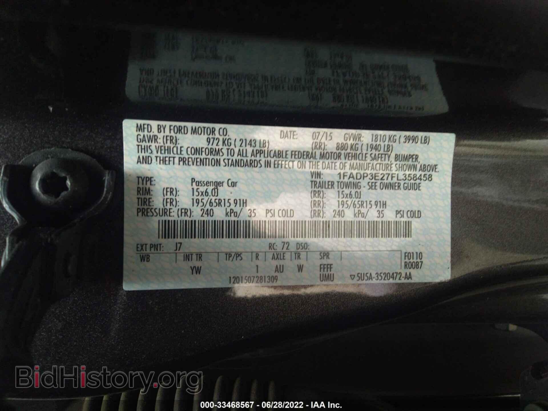 2015 FORD FOCUS - VIN: 1FADP3E27FL358458 - Фото 9