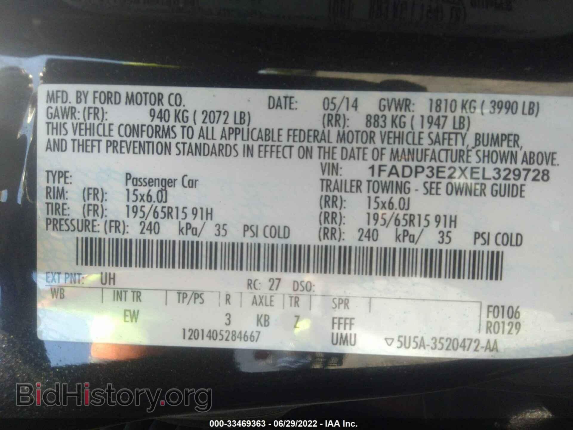 2014 FORD FOCUS - VIN: 1FADP3E2XEL329728 - Фото 9