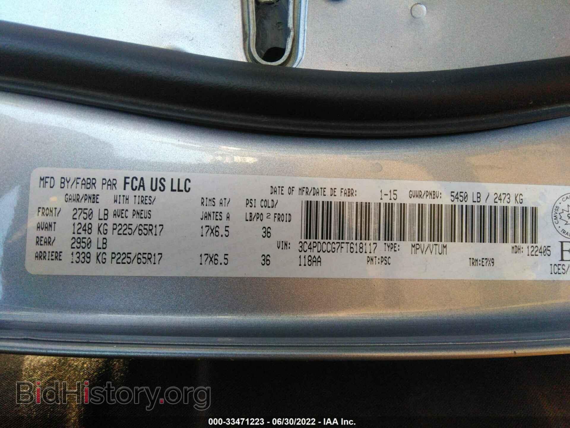 2015 DODGE JOURNEY - VIN: 3C4PDCCG7FT618117 - Фото 9