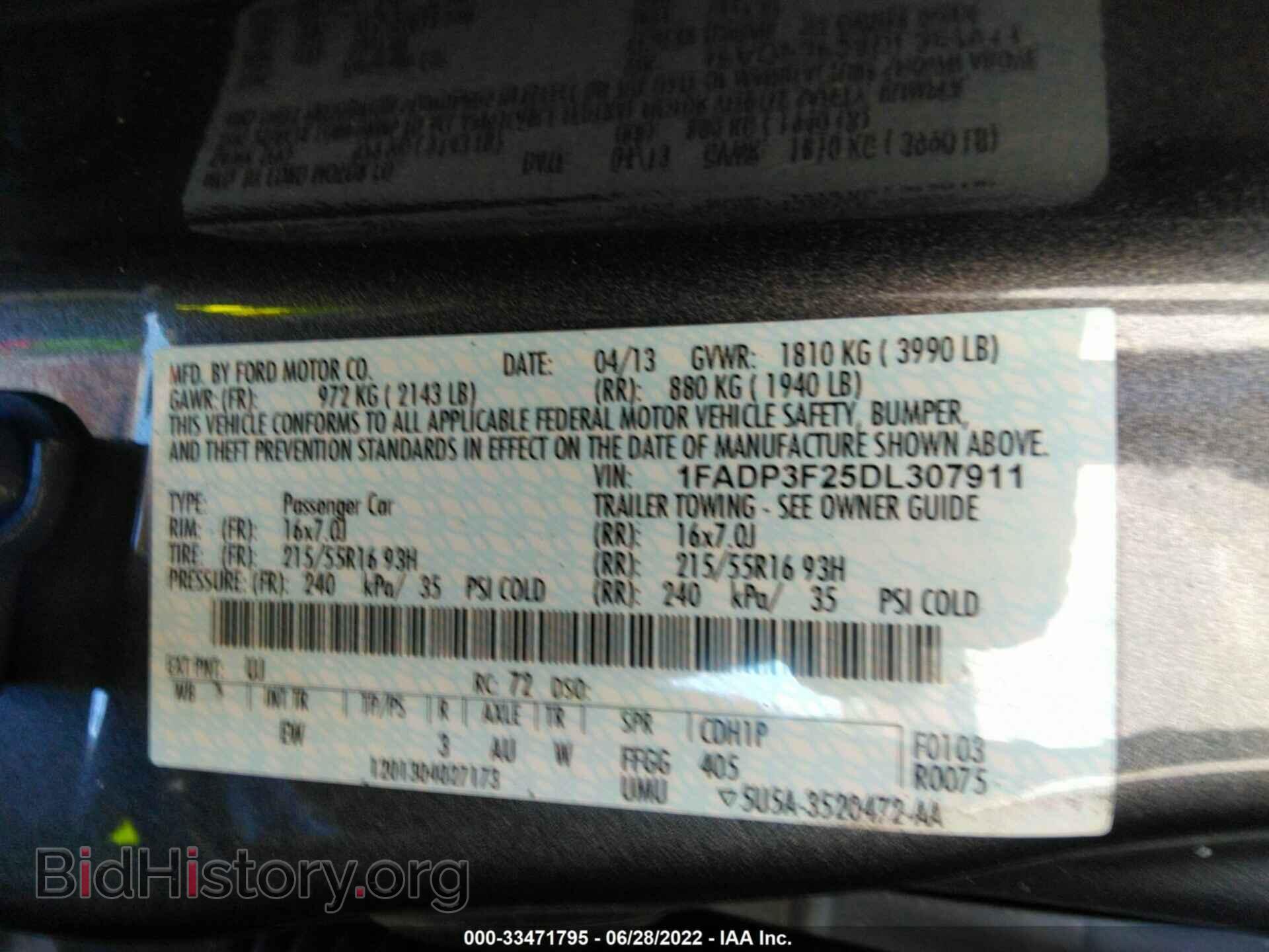 2013 FORD FOCUS - VIN: 1FADP3F25DL307911 - Фото 9