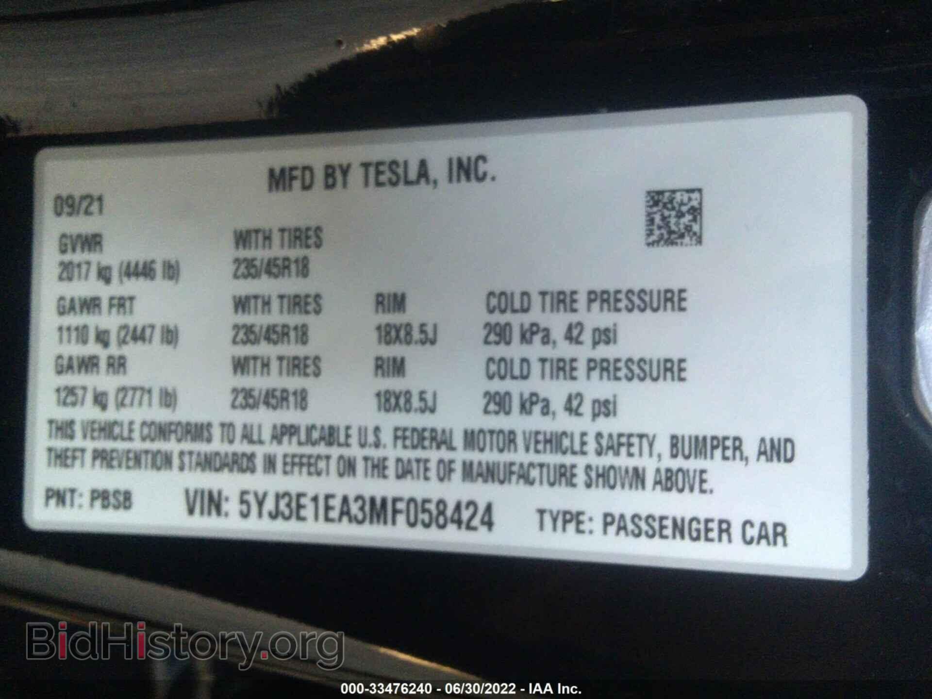 2021 TESLA MODEL 3 - VIN: 5YJ3E1EA3MF058424 - Photo 9