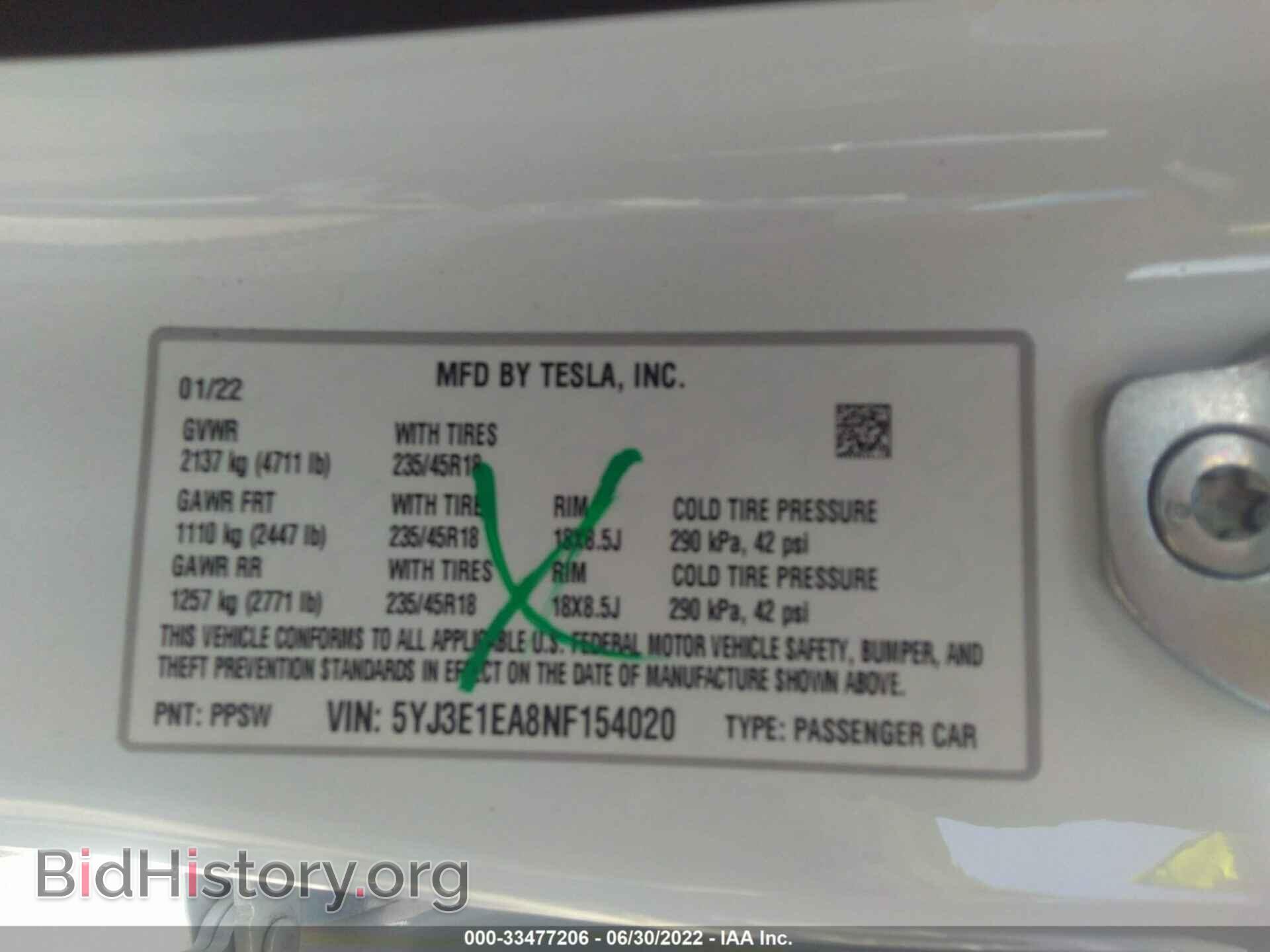 2022 TESLA MODEL 3 - VIN: 5YJ3E1EA8NF154020 - Photo 9