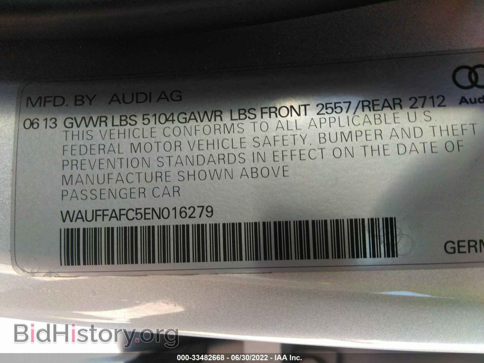 2014 AUDI A6 - VIN: WAUFFAFC5EN016279 - Фото 9