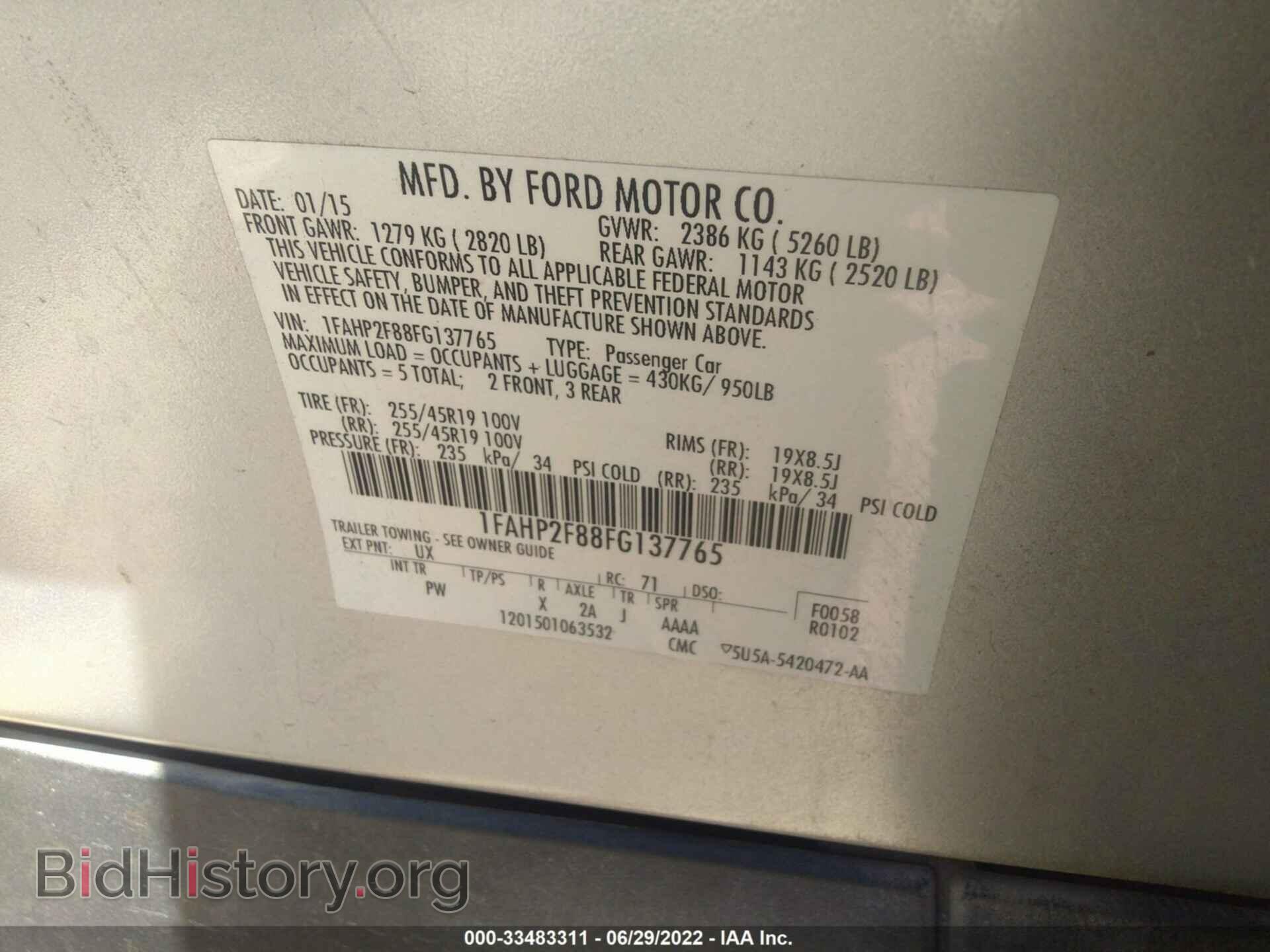 2015 FORD TAURUS - VIN: 1FAHP2F88FG137765 - Photo 9