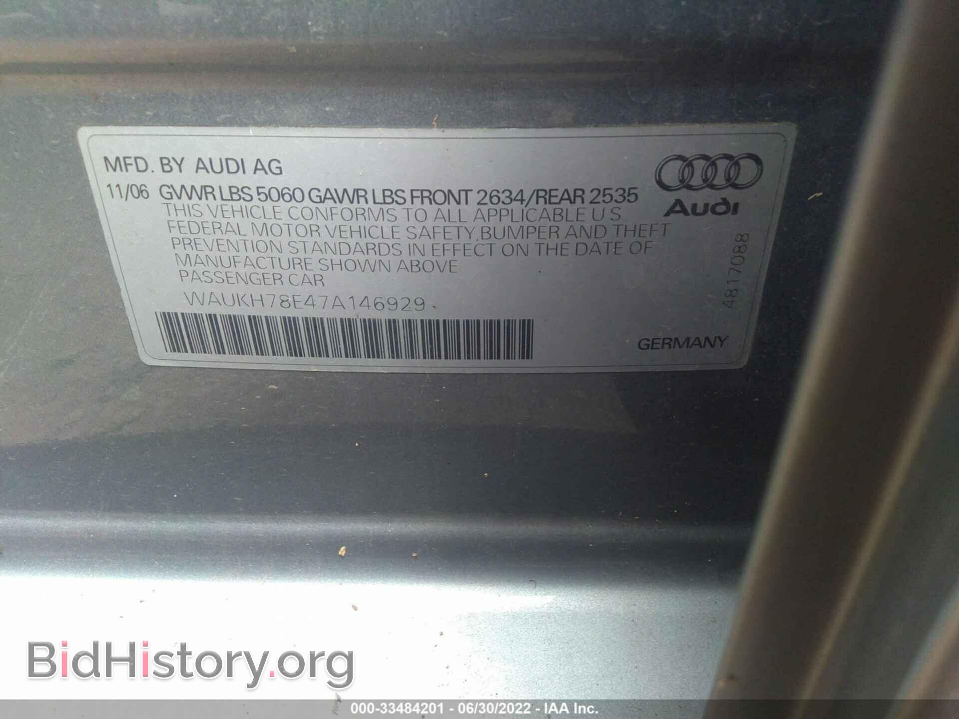 2007 AUDI A4 - VIN: WAUKH78E47A146929 - Фото 9