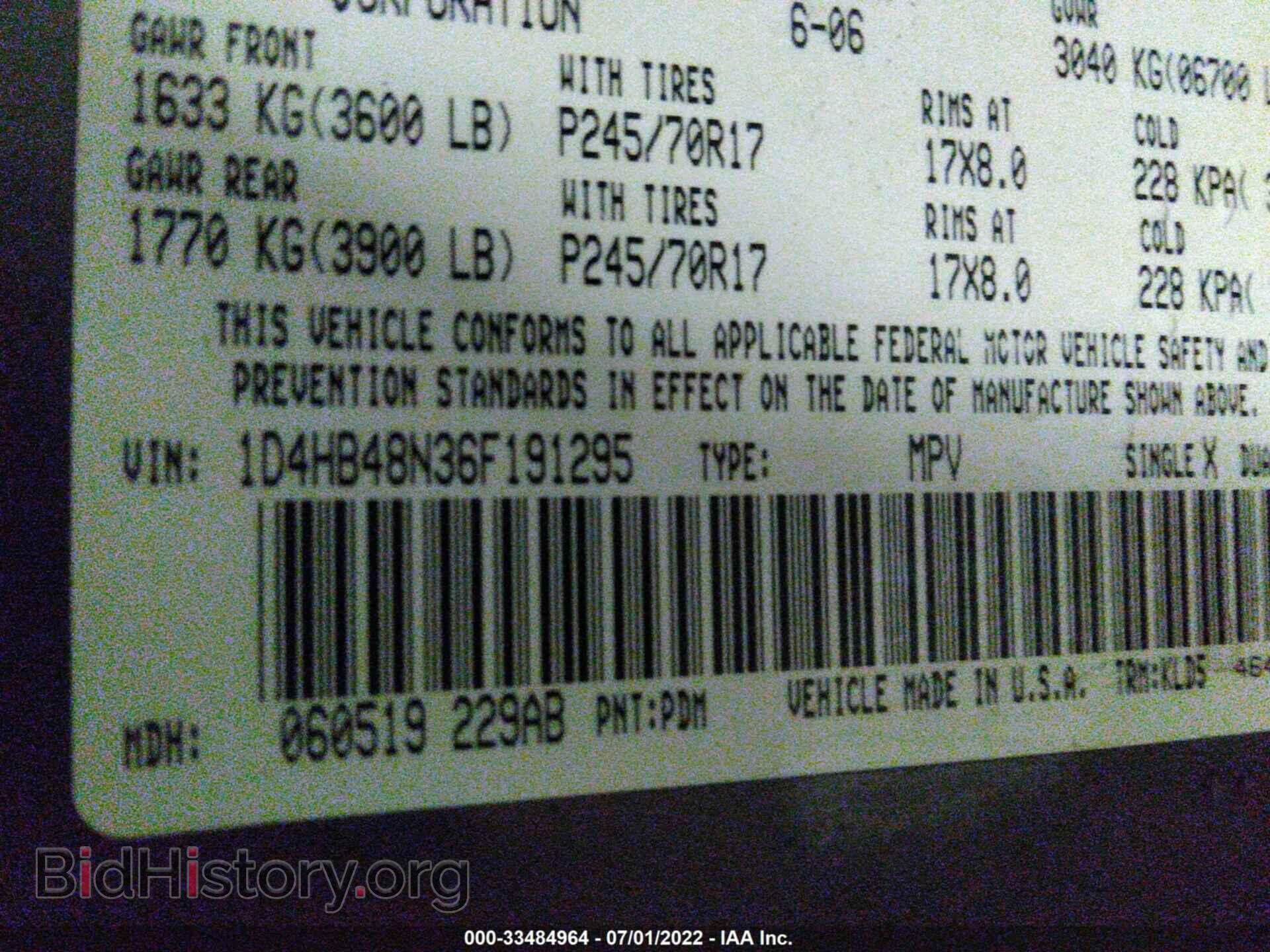 2006 DODGE DURANGO - VIN: 1D4HB48N36F191295 - Фото 9