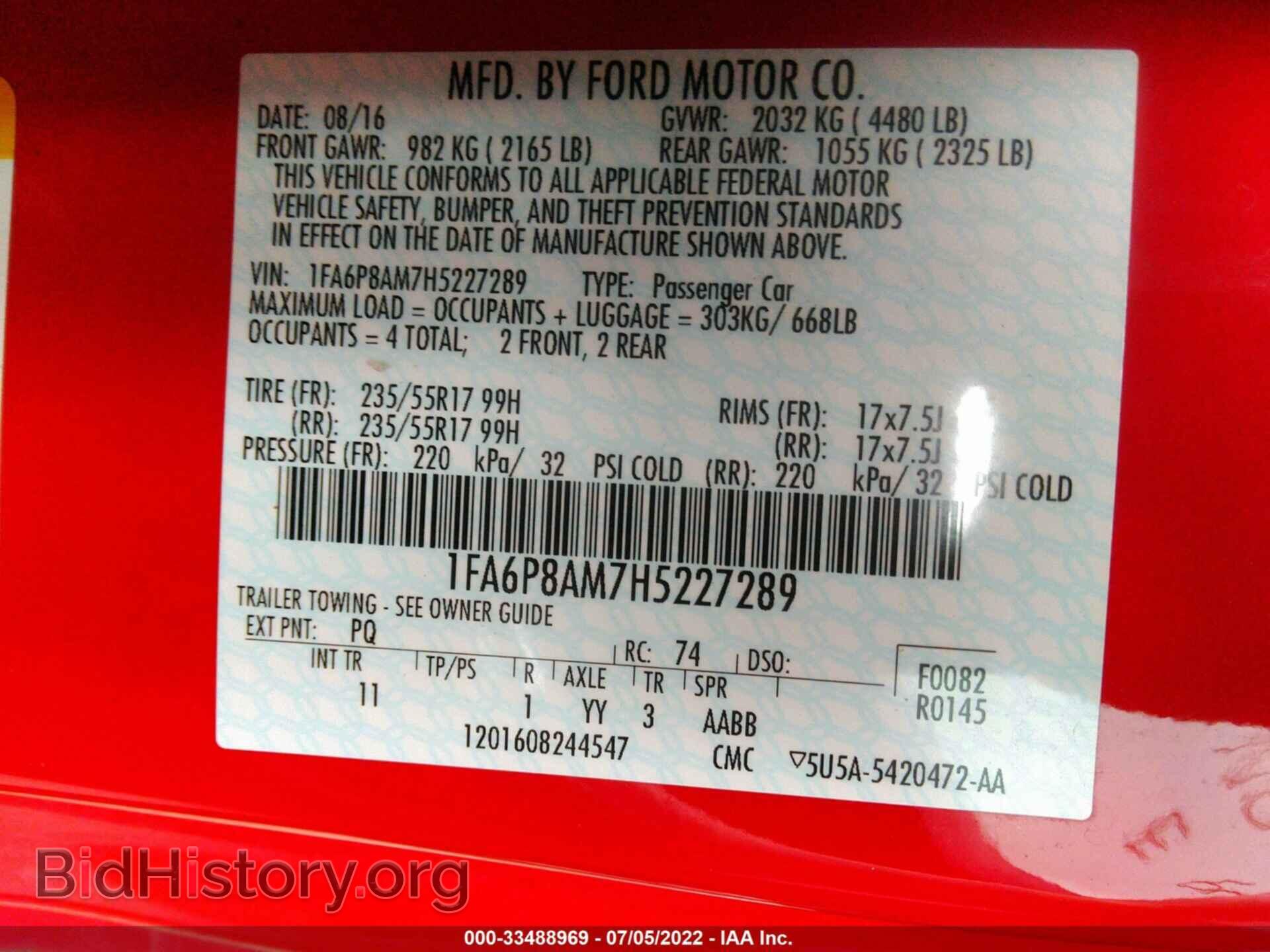 2017 FORD MUSTANG - VIN: 1FA6P8AM7H5227289 - Фото 9