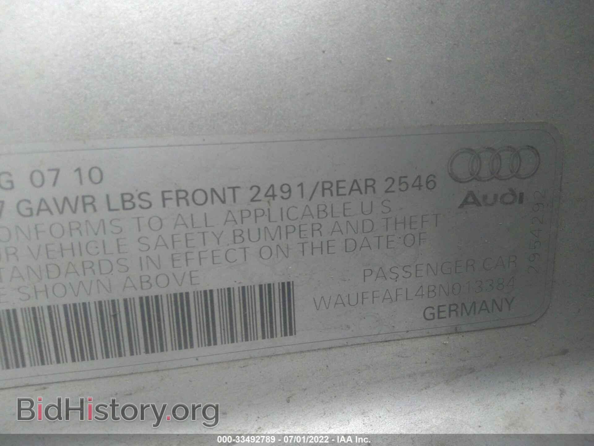 2011 AUDI A4 - VIN: WAUFFAFL4BN013384 - Фото 9