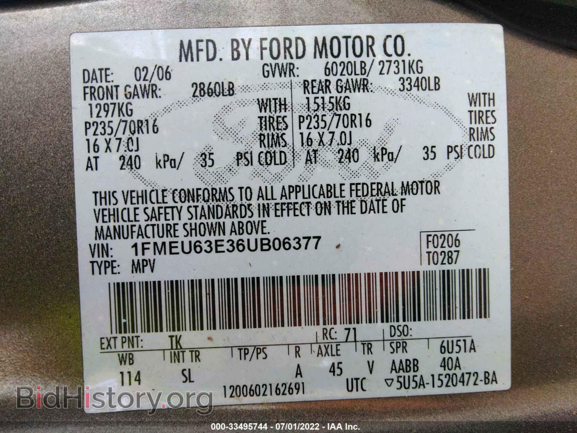 2006 FORD EXPLORER - VIN: 1FMEU63E36UB06377 - Фото 9