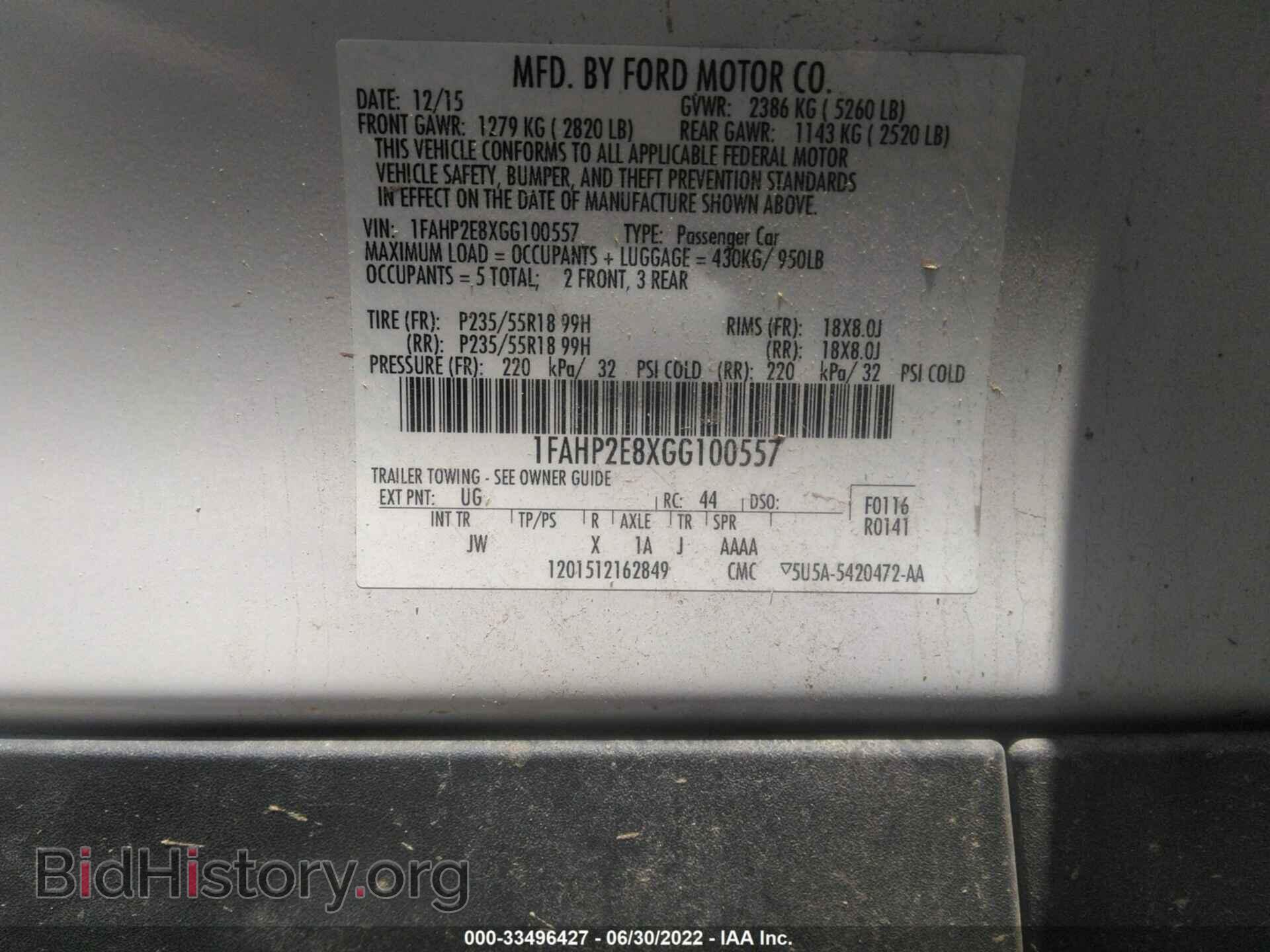 2016 FORD TAURUS - VIN: 1FAHP2E8XGG100557 - Photo 9