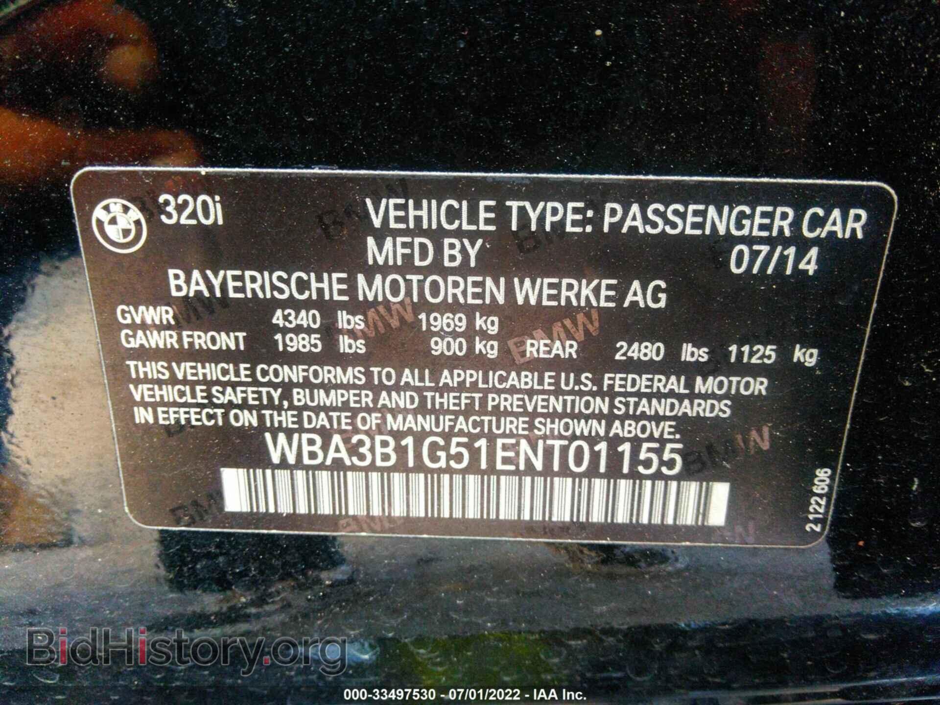 2014 BMW 3 SERIES - VIN: WBA3B1G51ENT01155 - Фото 9