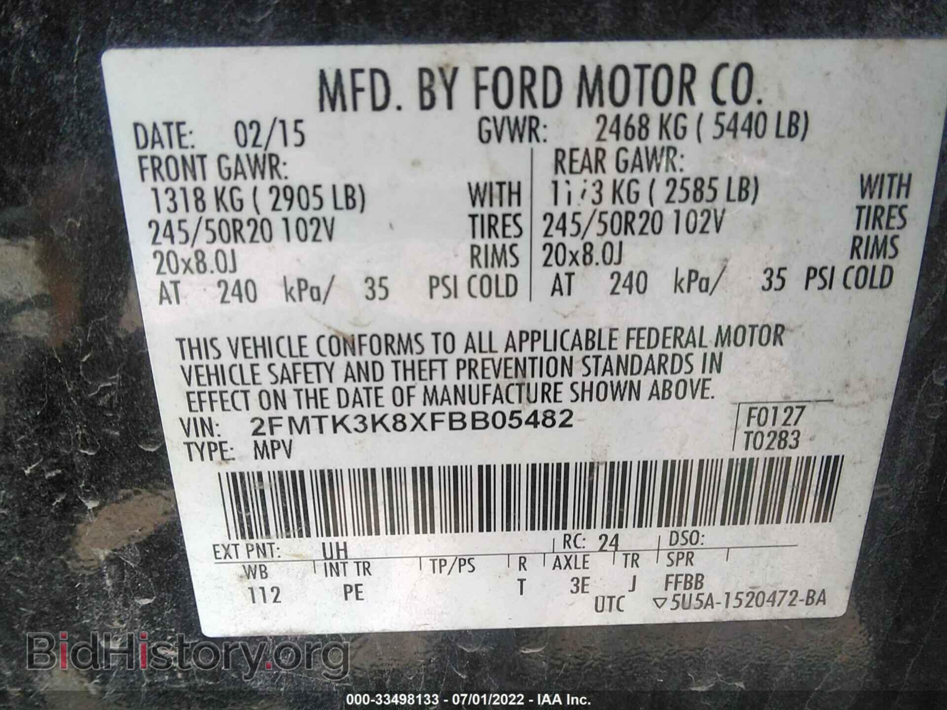 2015 FORD EDGE - VIN: 2FMTK3K8XFBB05482 - Photo 9