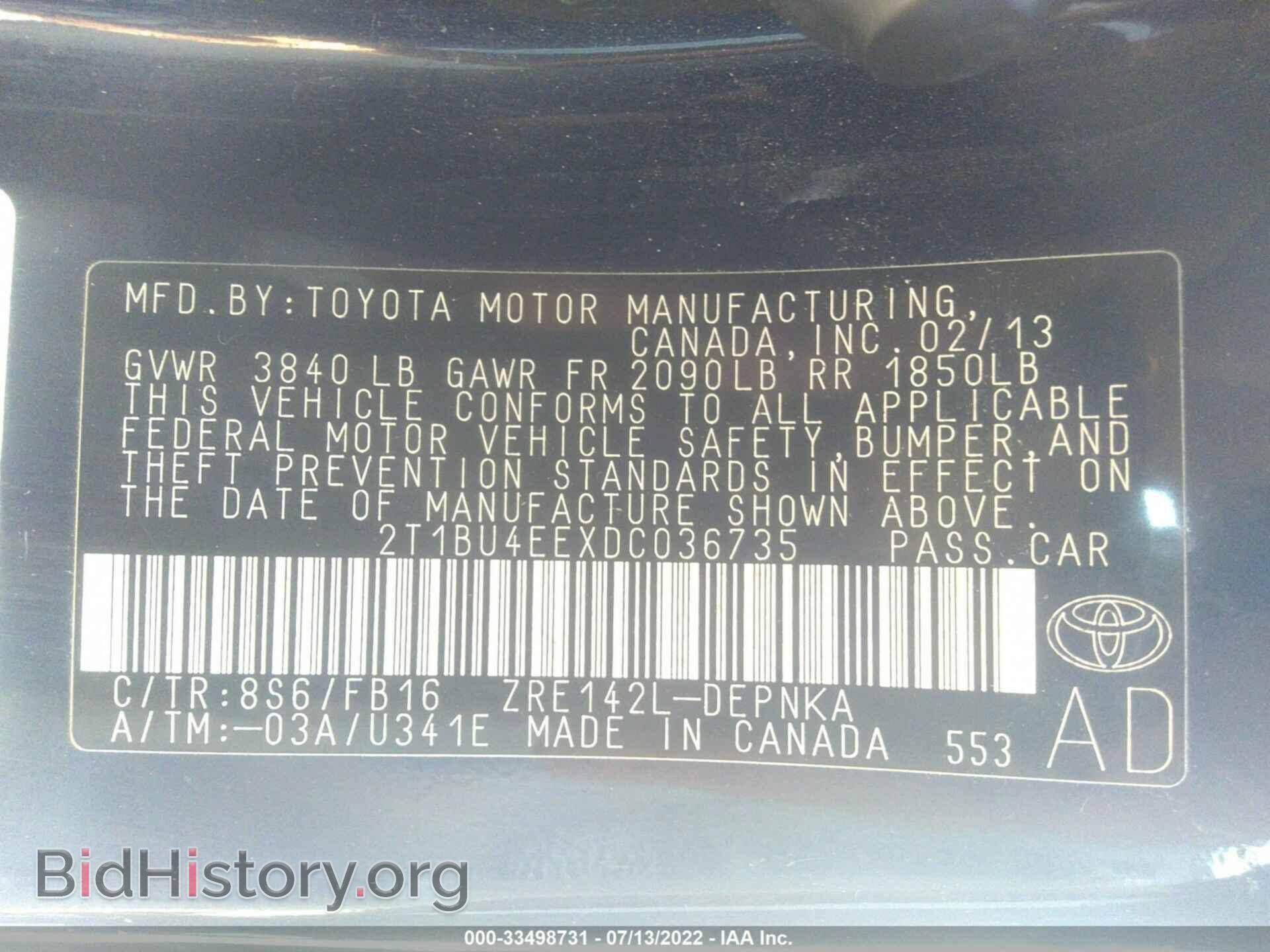 2013 TOYOTA COROLLA - VIN: 2T1BU4EEXDC036735 - Фото 9