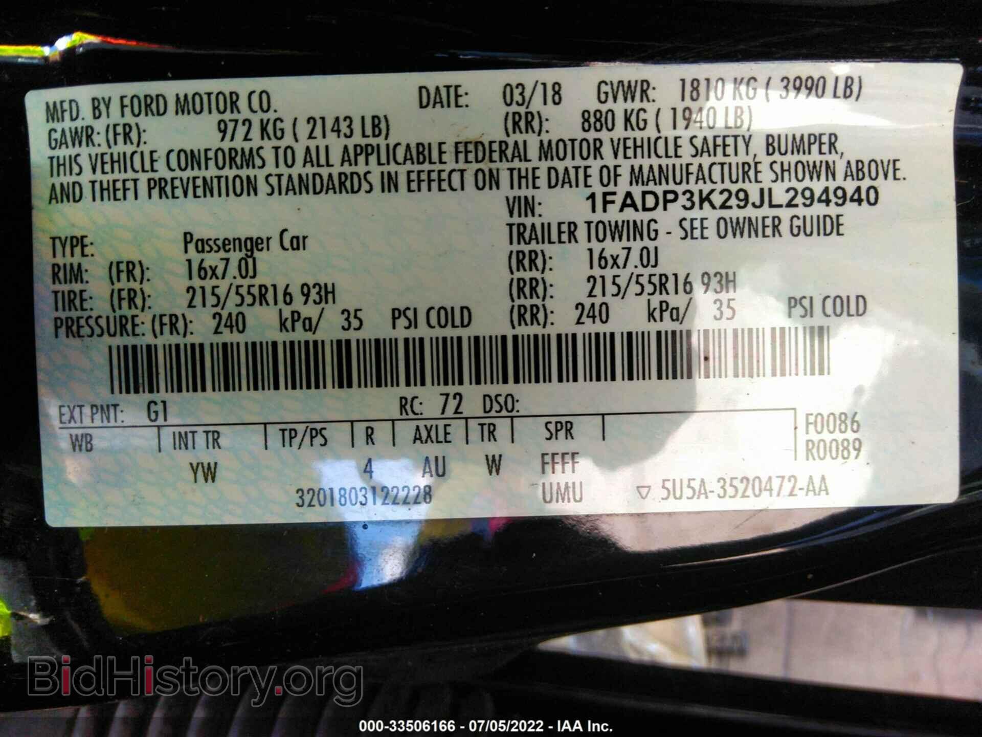 2018 FORD FOCUS - VIN: 1FADP3K29JL294940 - Фото 9