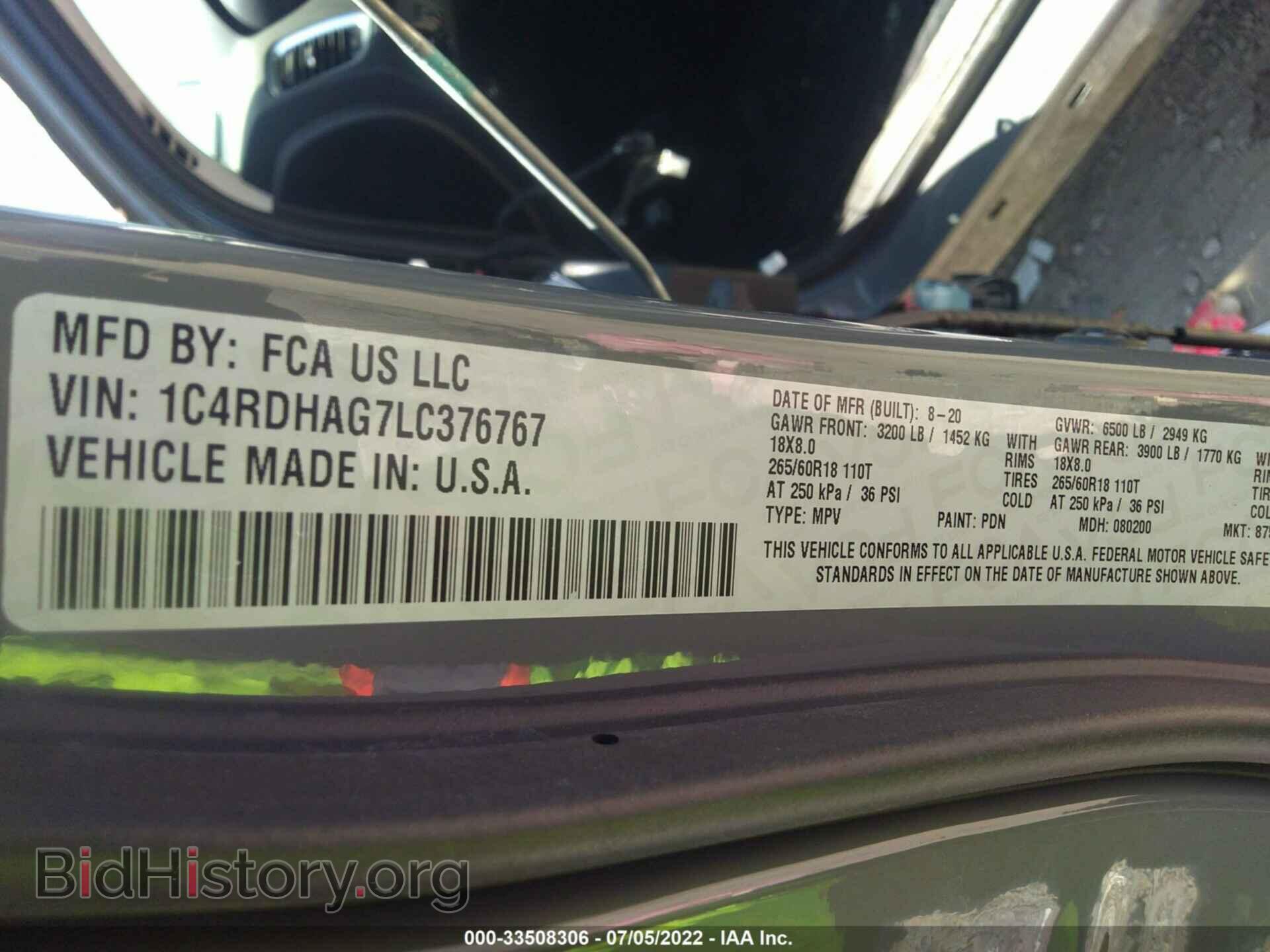2020 DODGE DURANGO - VIN: 1C4RDHAG7LC376767 - Photo 9