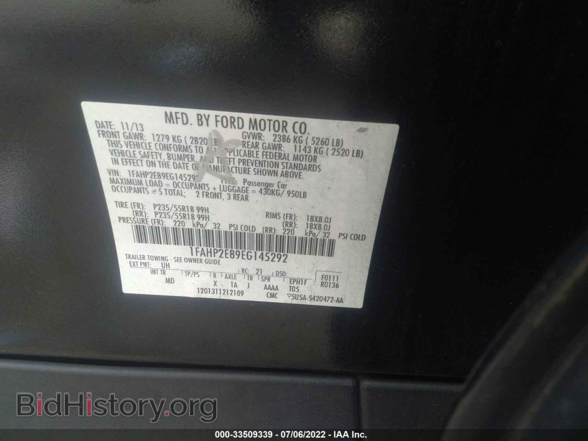 2014 FORD TAURUS - VIN: 1FAHP2E89EG145292 - Photo 9