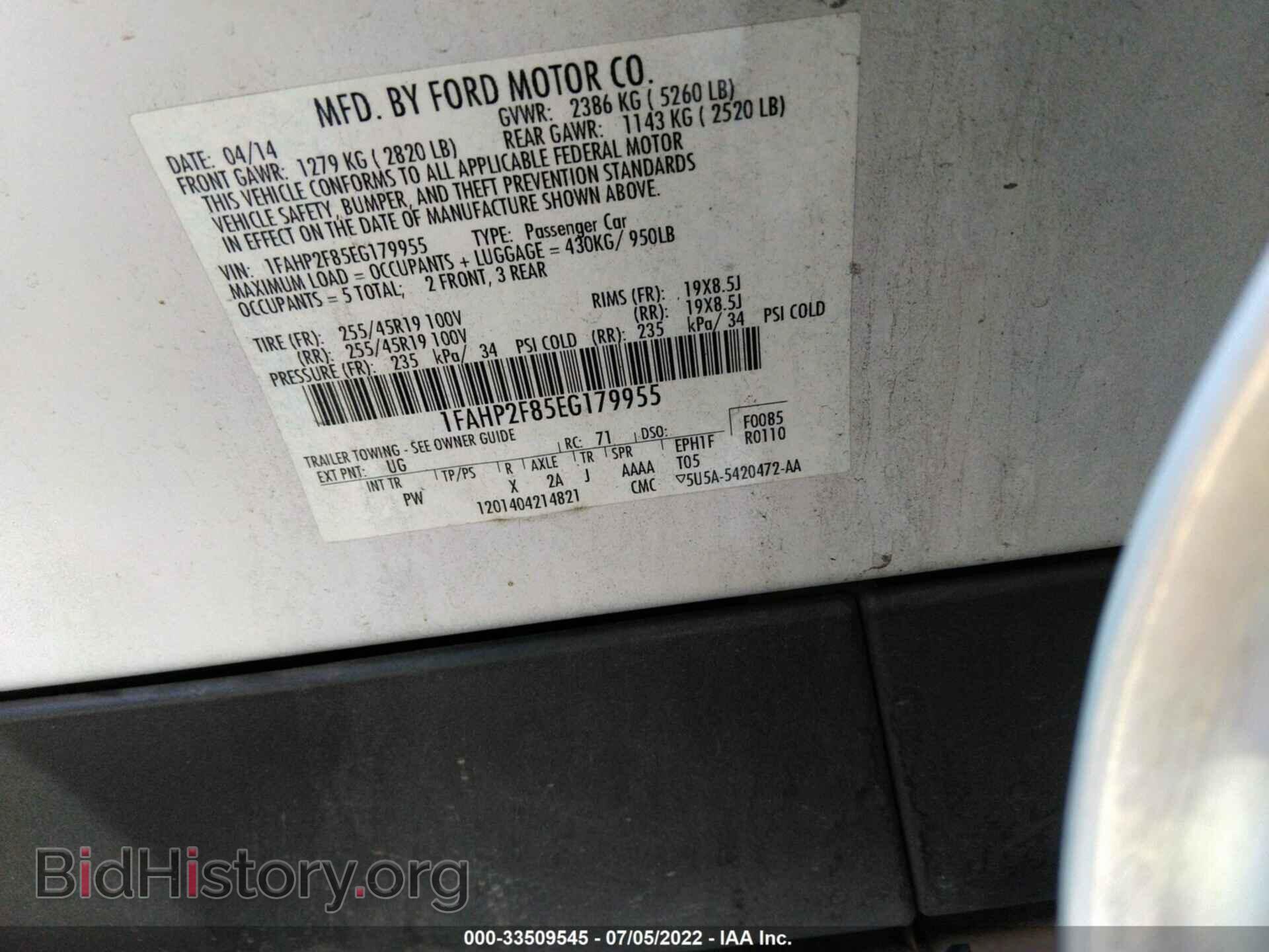 2014 FORD TAURUS - VIN: 1FAHP2F85EG179955 - Photo 9