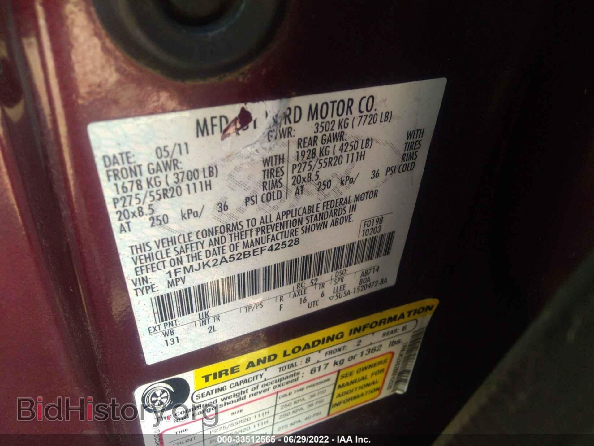 2011 FORD EXPEDITION EL - VIN: 1FMJK2A52BEF42528 - Фото 9