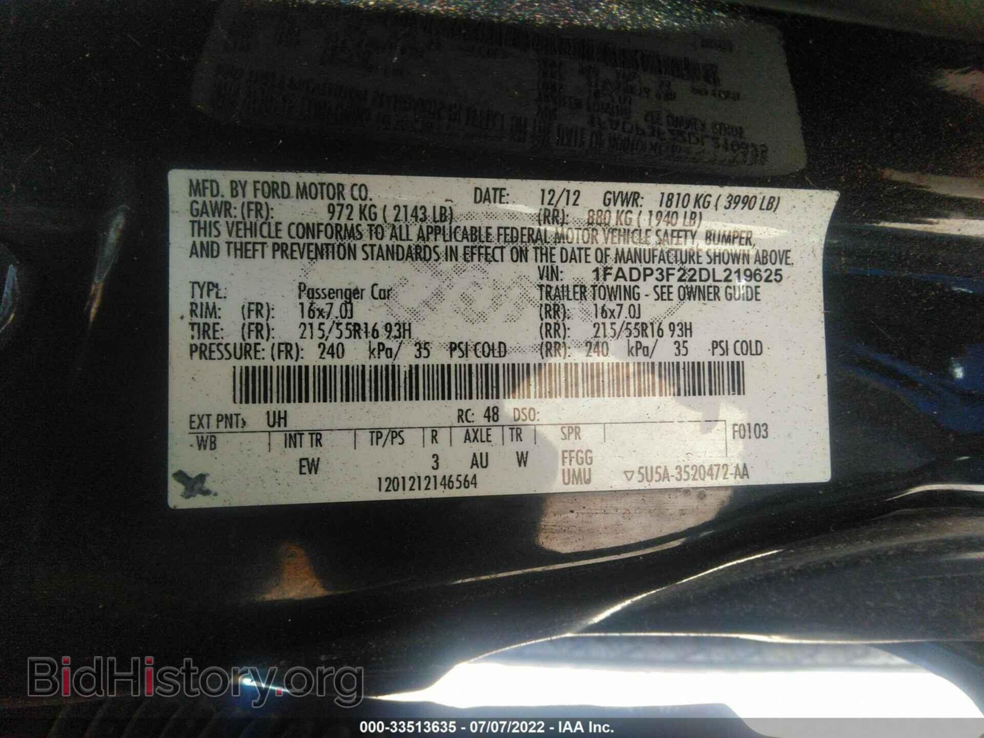 2013 FORD FOCUS - VIN: 1FADP3F22DL219625 - Фото 9