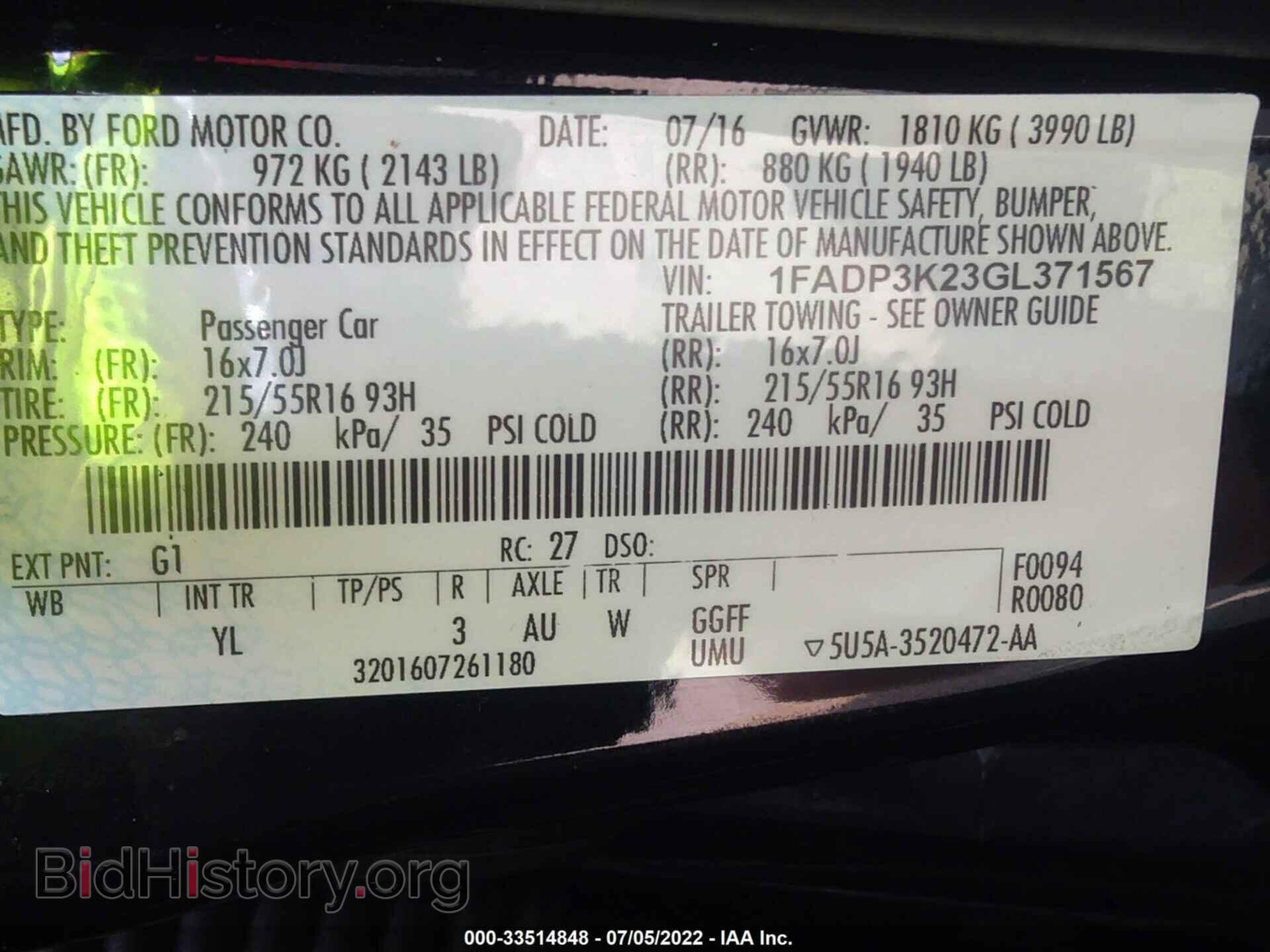 2016 FORD FOCUS - VIN: 1FADP3K23GL371567 - Фото 9