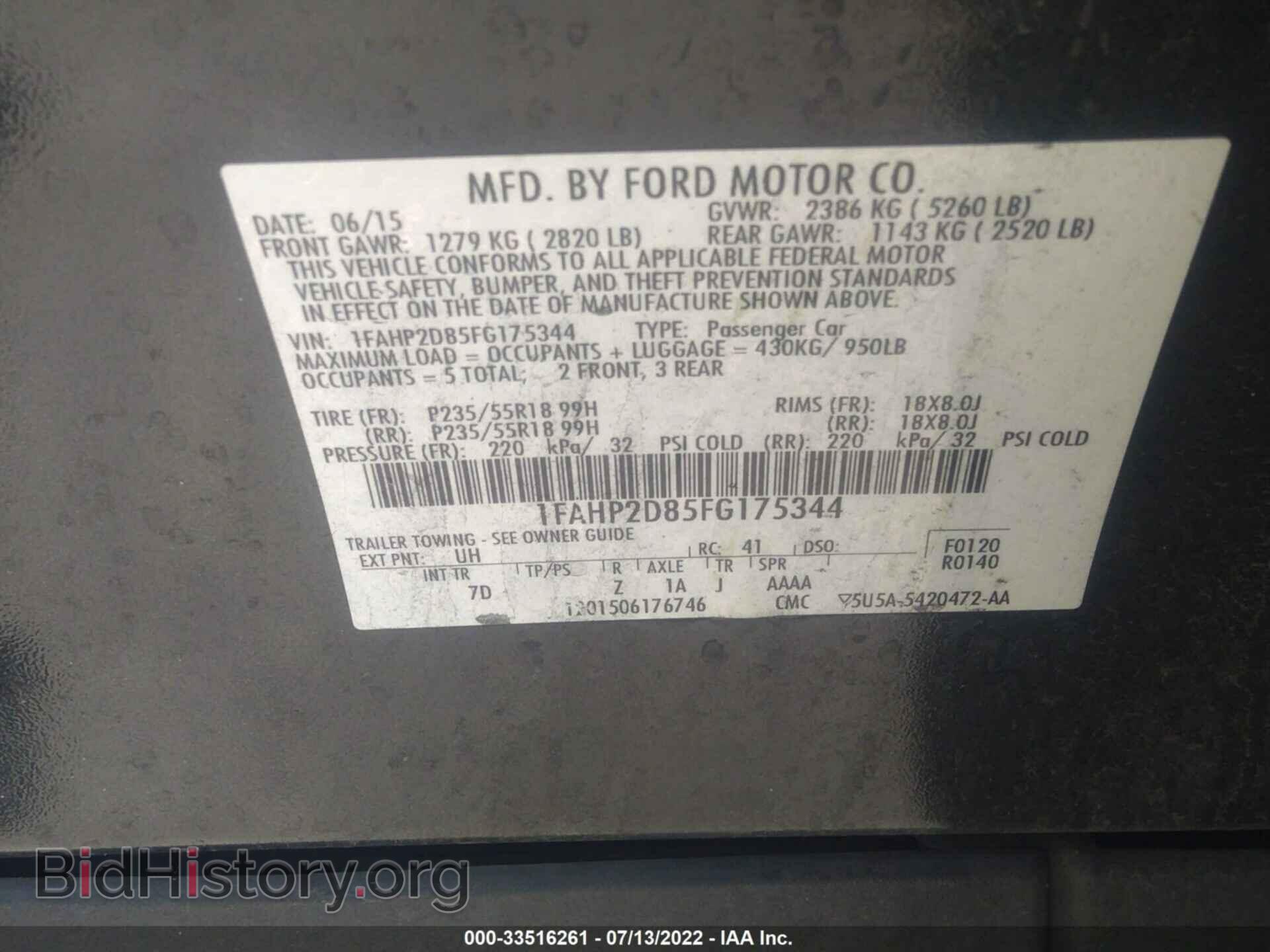 2015 FORD TAURUS - VIN: 1FAHP2D85FG175344 - Photo 9