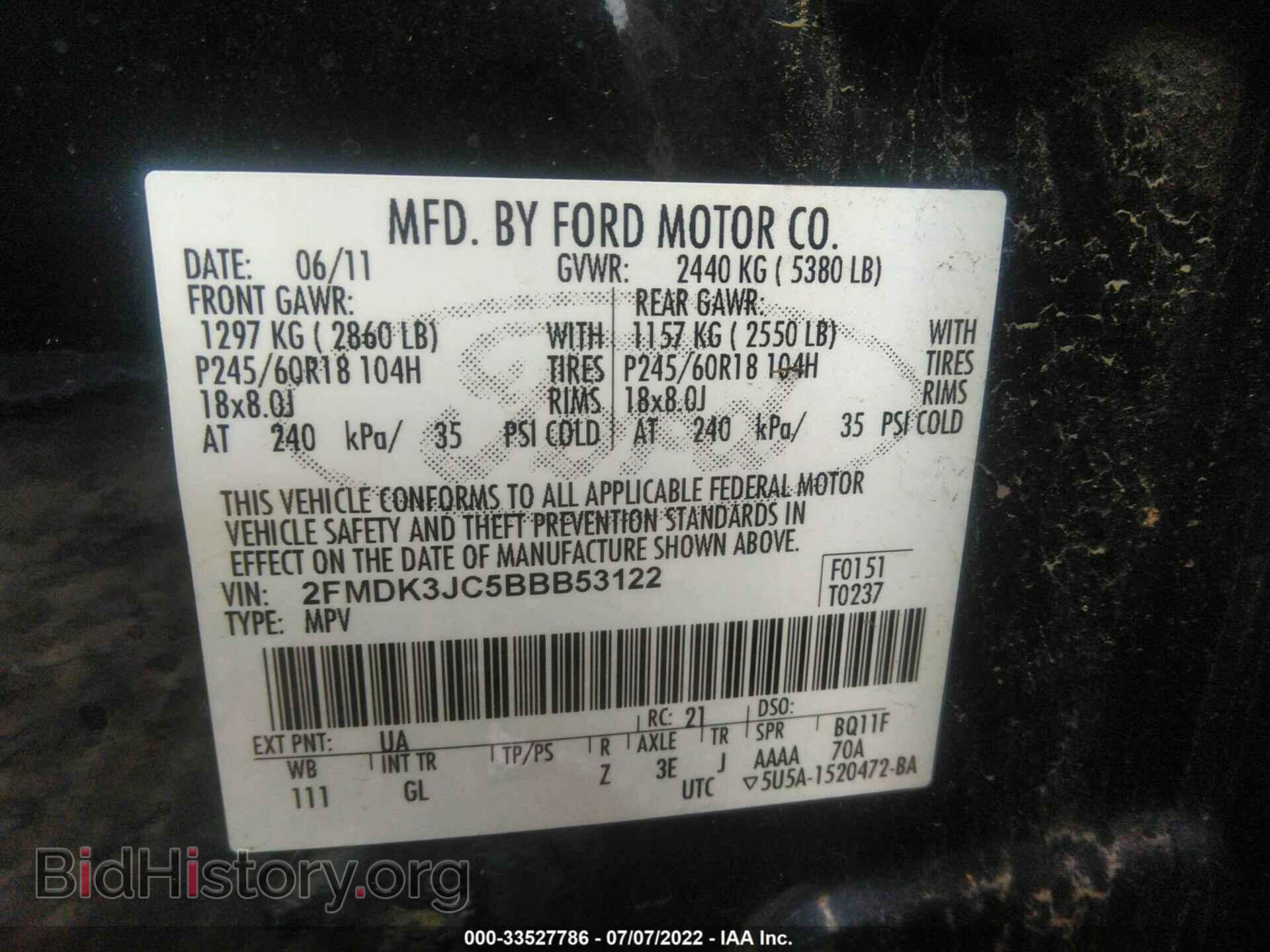 2011 FORD EDGE - VIN: 2FMDK3JC5BBB53122 - Photo 9