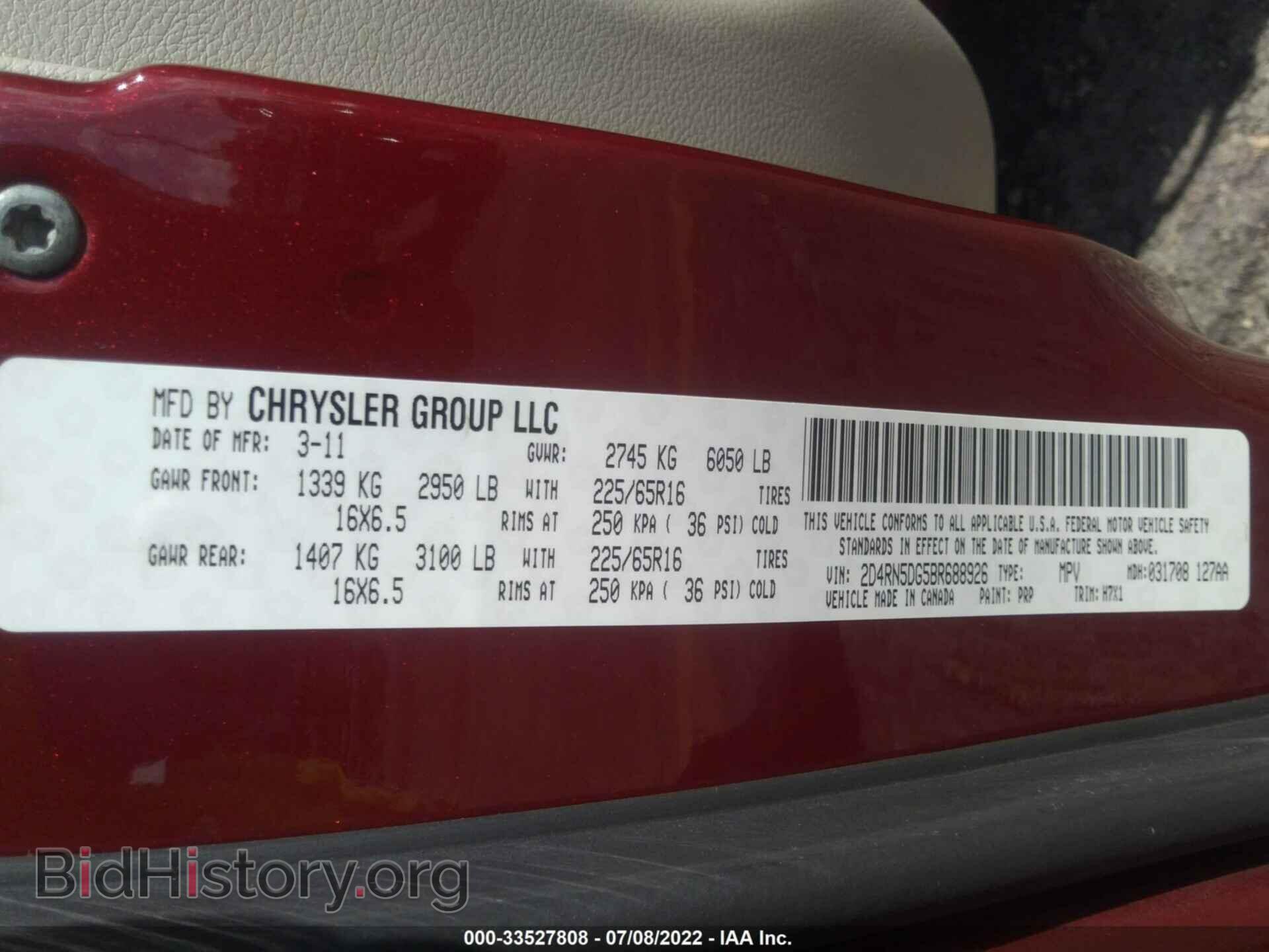 2011 DODGE GRAND CARAVAN - VIN: 2D4RN5DG5BR688926 - Фото 9