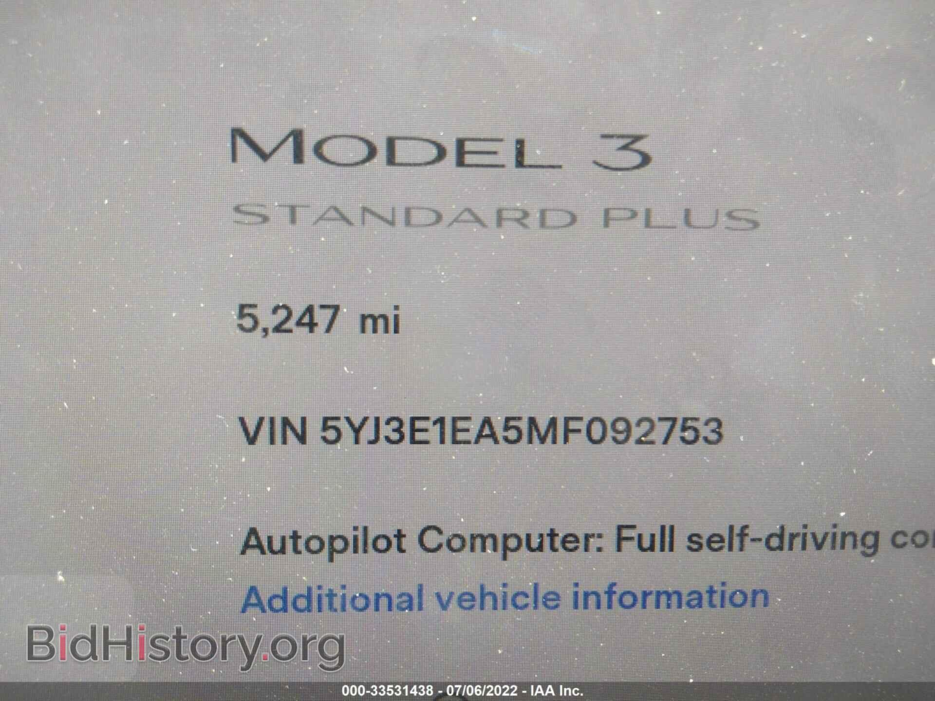 2021 TESLA MODEL 3 - VIN: 5YJ3E1EA5MF092753 - Photo 7