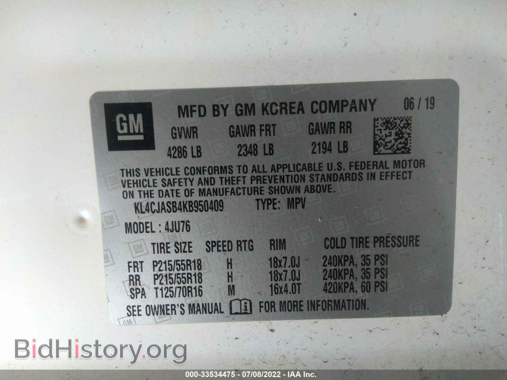2019 BUICK ENCORE - VIN: KL4CJASB4KB950409 - Photo 9