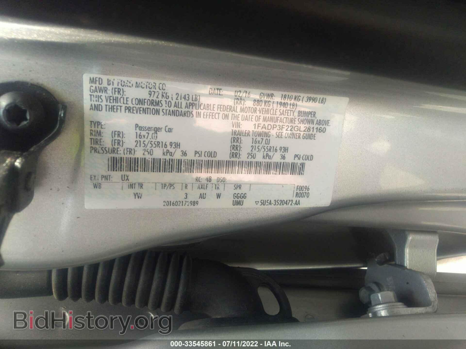 2016 FORD FOCUS - VIN: 1FADP3F22GL281160 - Фото 9