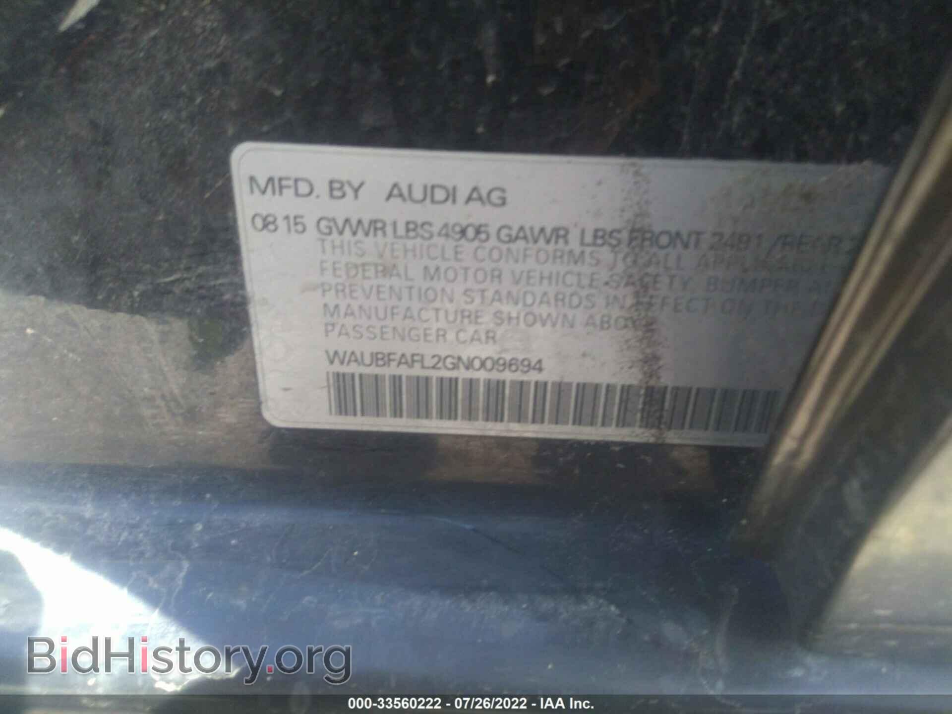 2016 AUDI A4 - VIN: WAUBFAFL2GN009694 - Фото 9