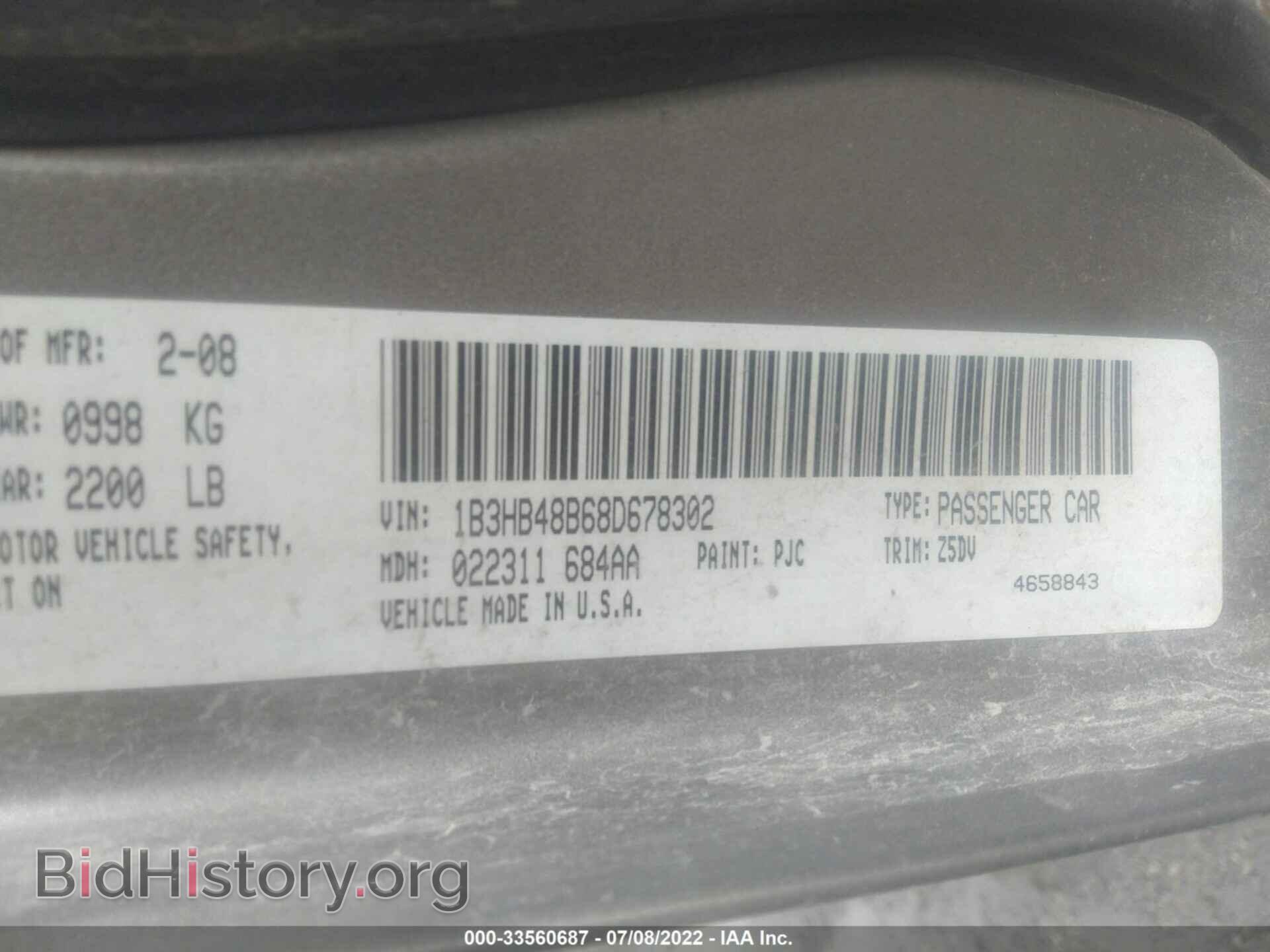 2008 DODGE CALIBER - VIN: 1B3HB48B68D678302 - Фото 9