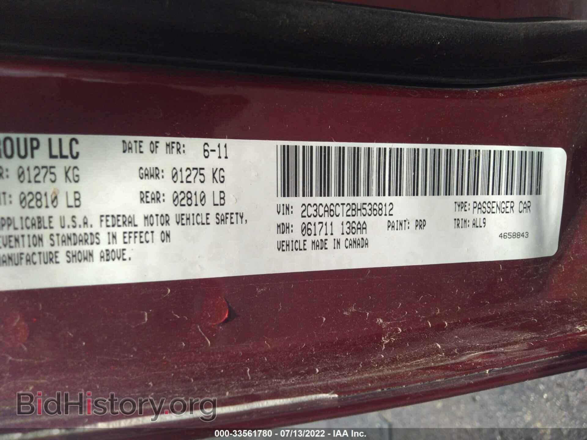 2011 CHRYSLER 300 - VIN: 2C3CA6CT2BH536812 - Фото 9