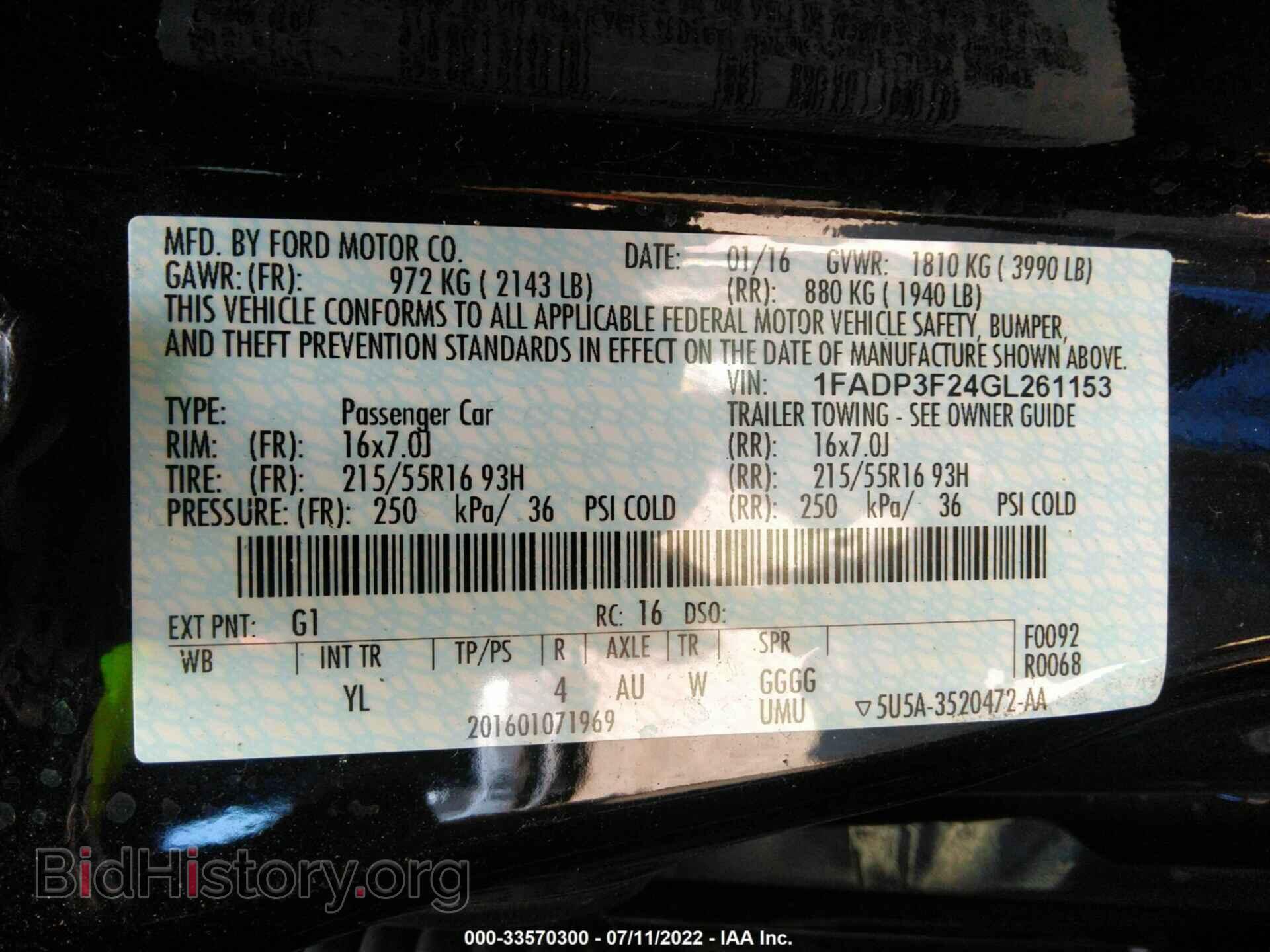 2016 FORD FOCUS - VIN: 1FADP3F24GL261153 - Фото 9