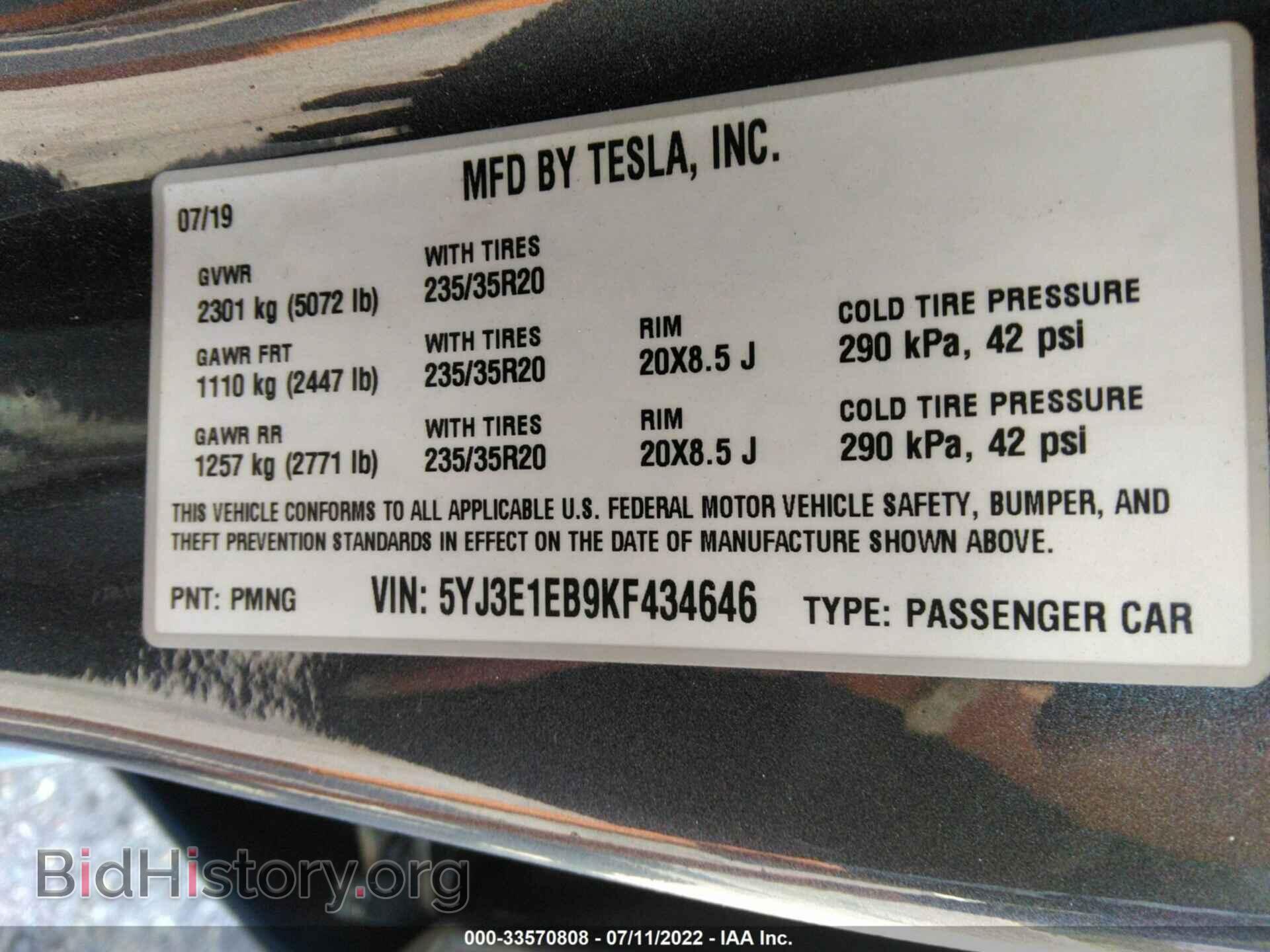 2019 TESLA MODEL 3 - VIN: 5YJ3E1EB9KF434646 - Photo 9
