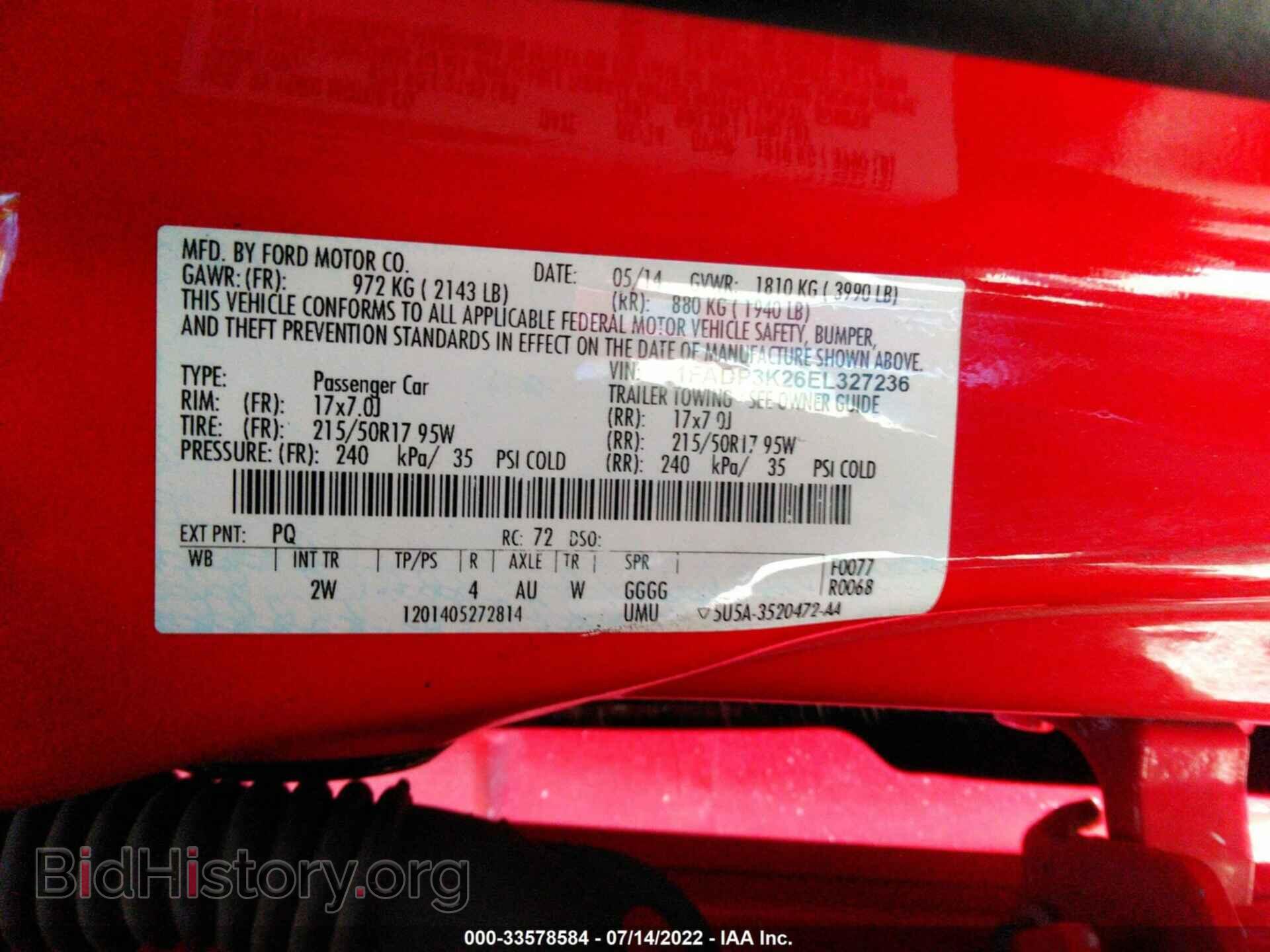 2014 FORD FOCUS - VIN: 1FADP3K26EL327236 - Фото 9