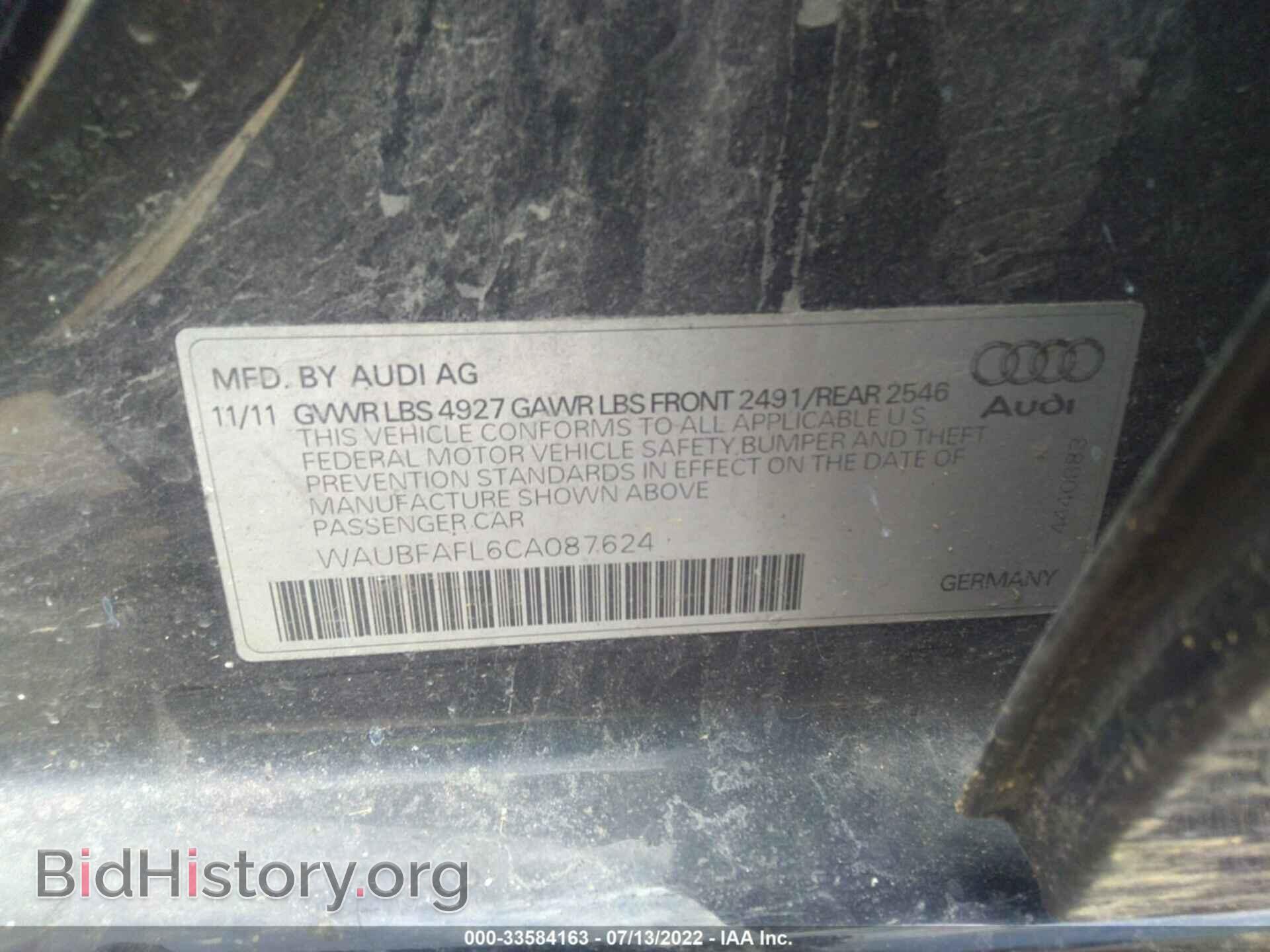2012 AUDI A4 - VIN: WAUBFAFL6CA087624 - Фото 9