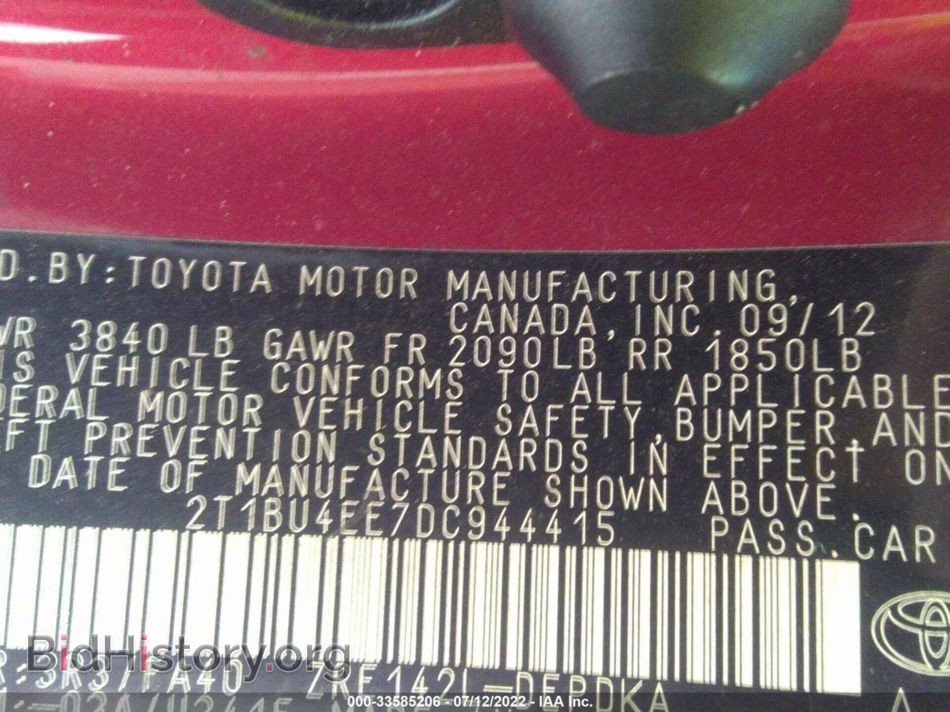 2013 TOYOTA COROLLA - VIN: 2T1BU4EE7DC944415 - Фото 9
