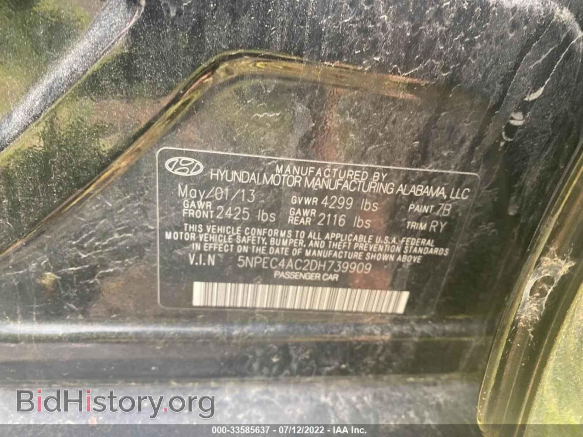 2013 HYUNDAI SONATA - VIN: 5NPEC4AC2DH739909 - Photo 9